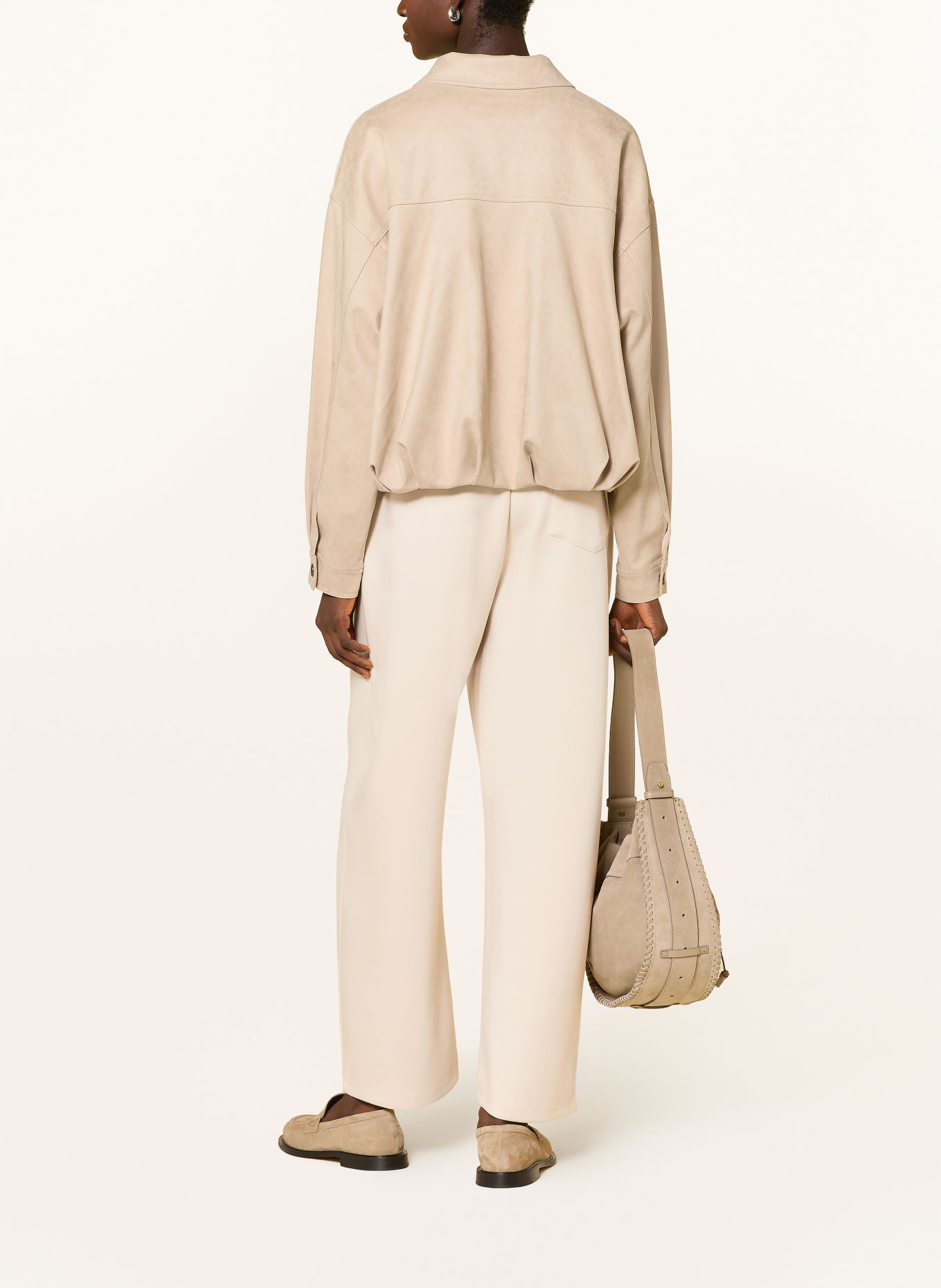Oui Jersey trousers: ECRU