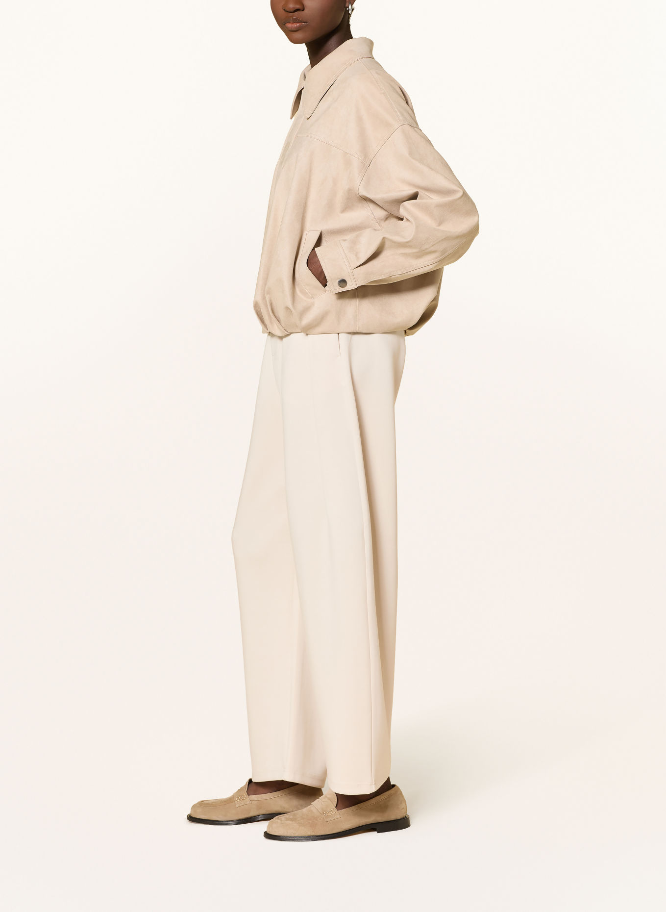 Oui Jersey trousers: ECRU