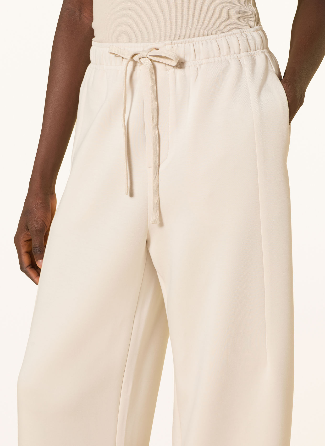 Oui Jersey trousers: ECRU