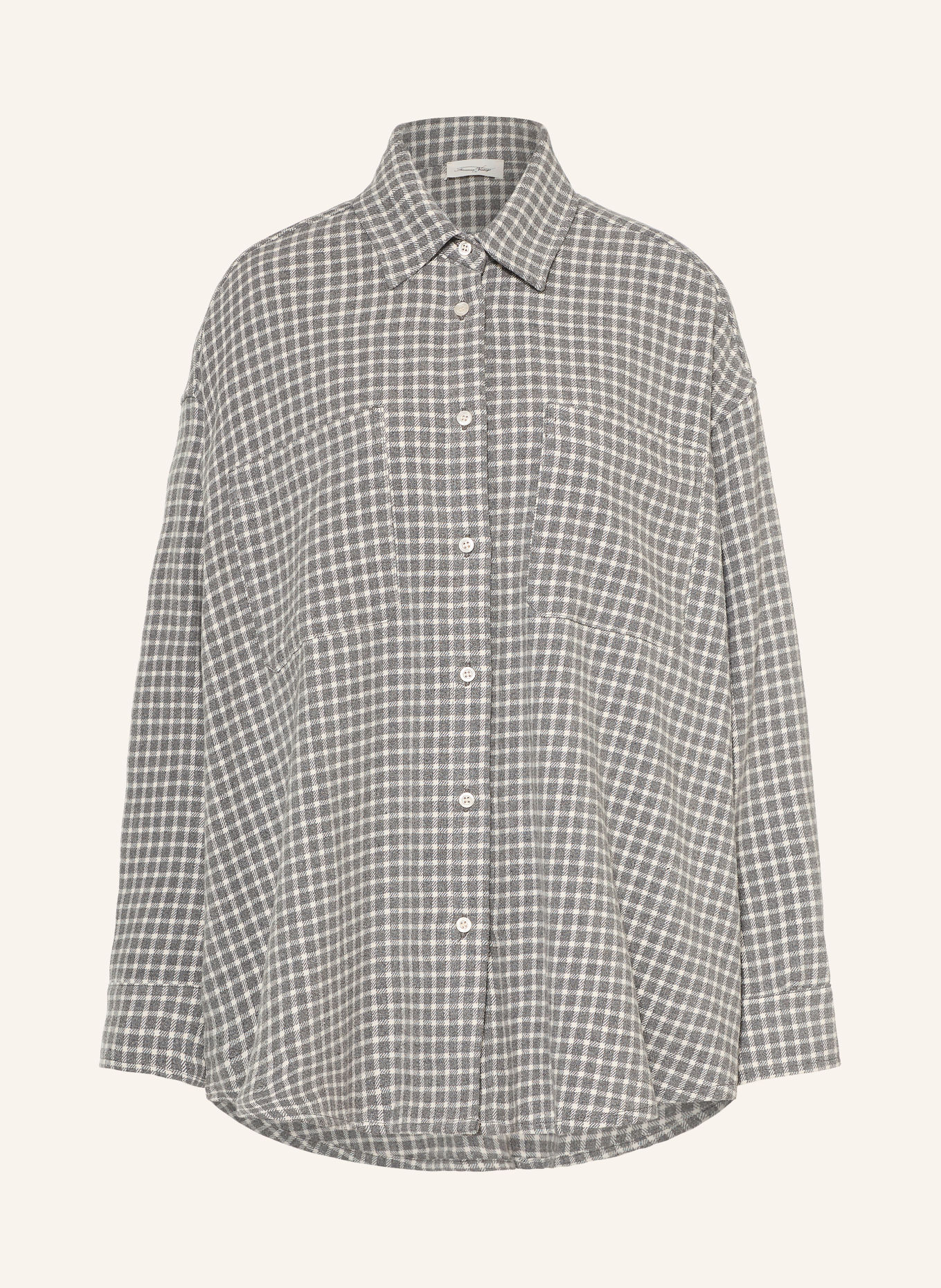 American Vintage Oversized overhemdblouse HOXCITY van flanel: GRIJS / ECRU