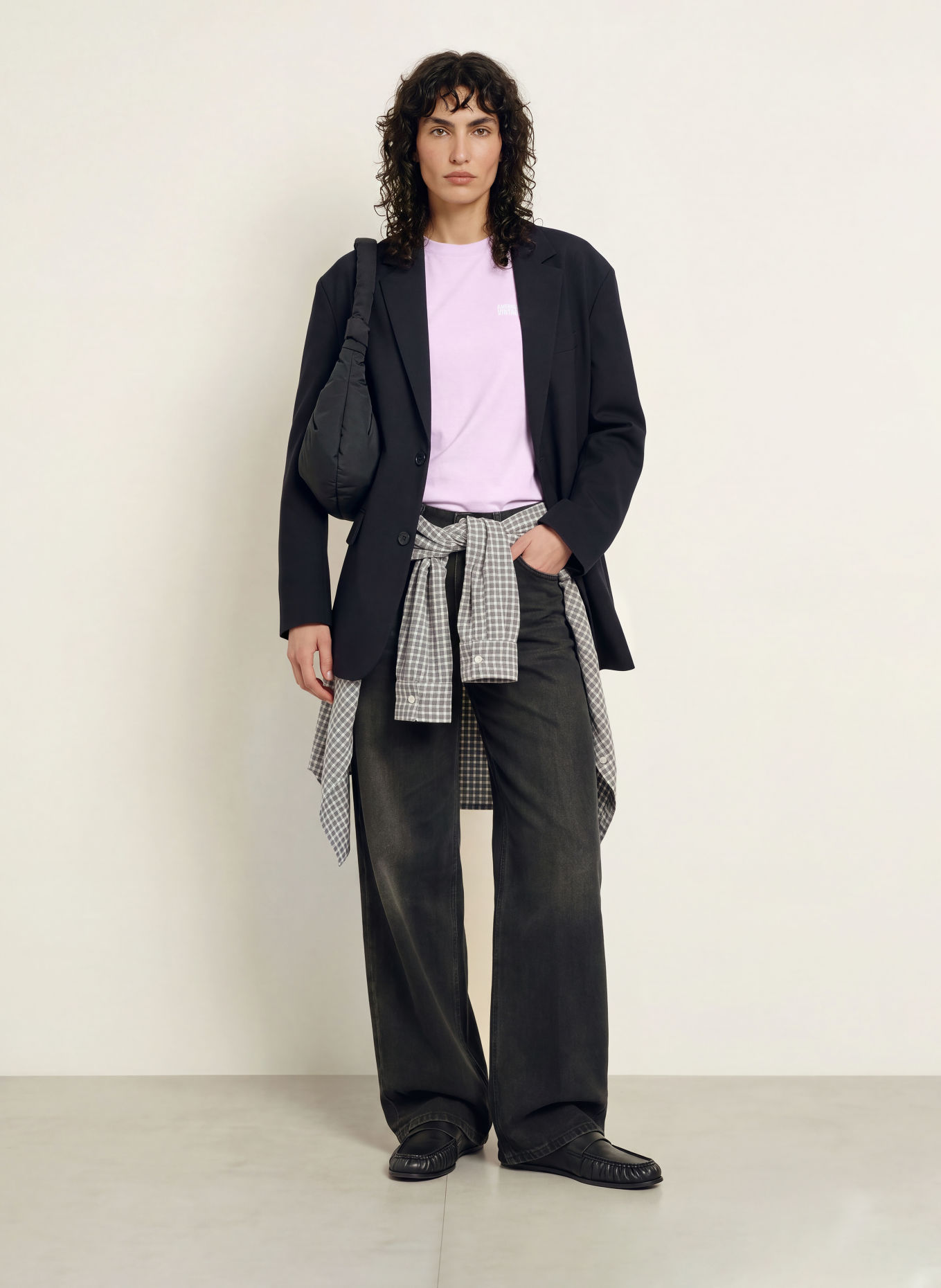American Vintage Lange blazer AYANY: DONKERBLAUW