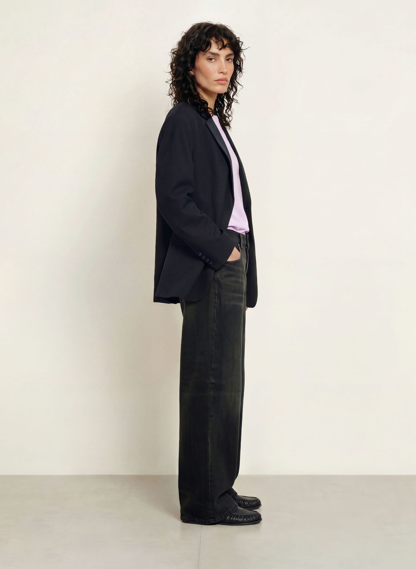 American Vintage Lange blazer AYANY: DONKERBLAUW