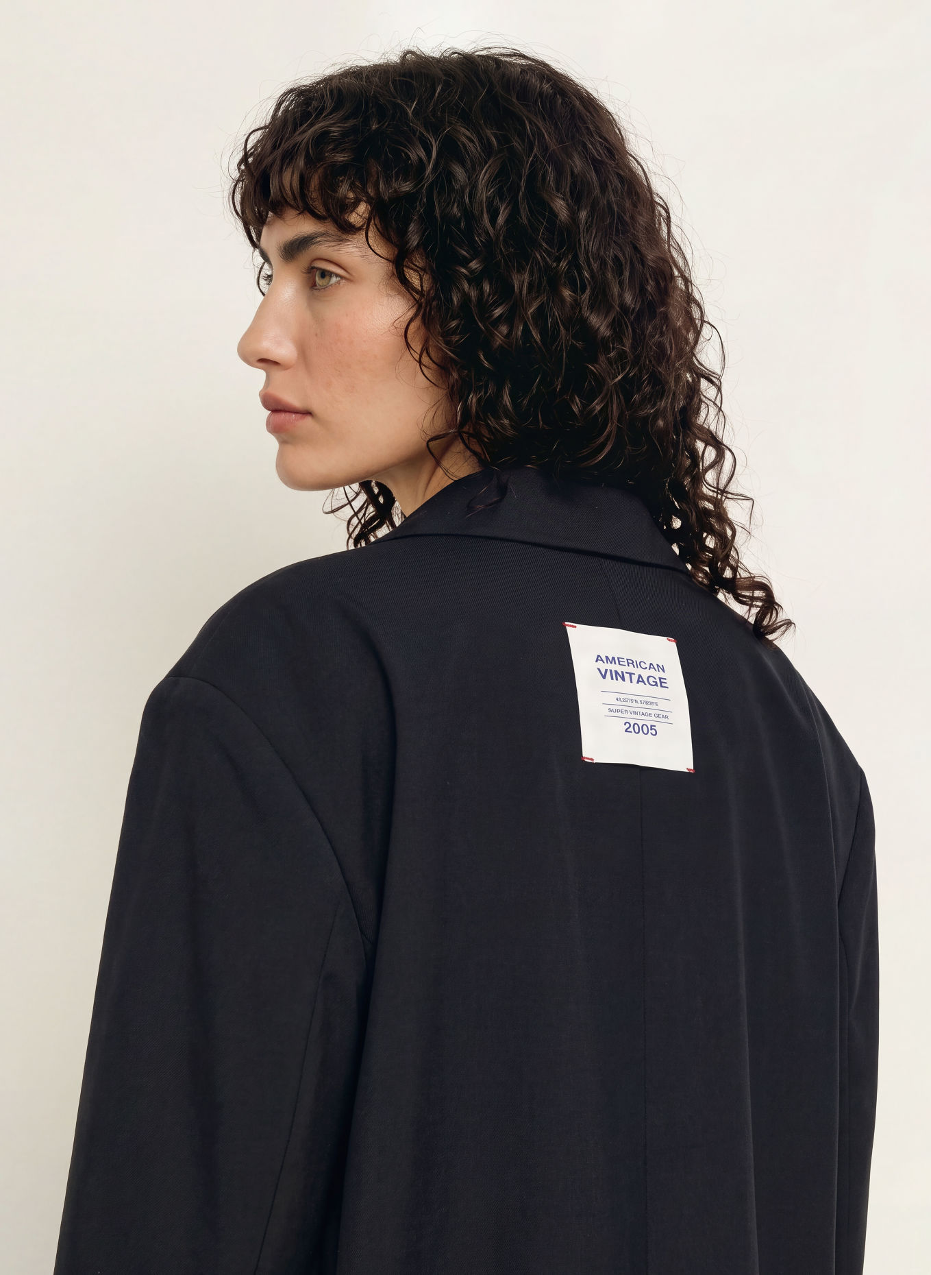American Vintage Lange blazer AYANY: DONKERBLAUW