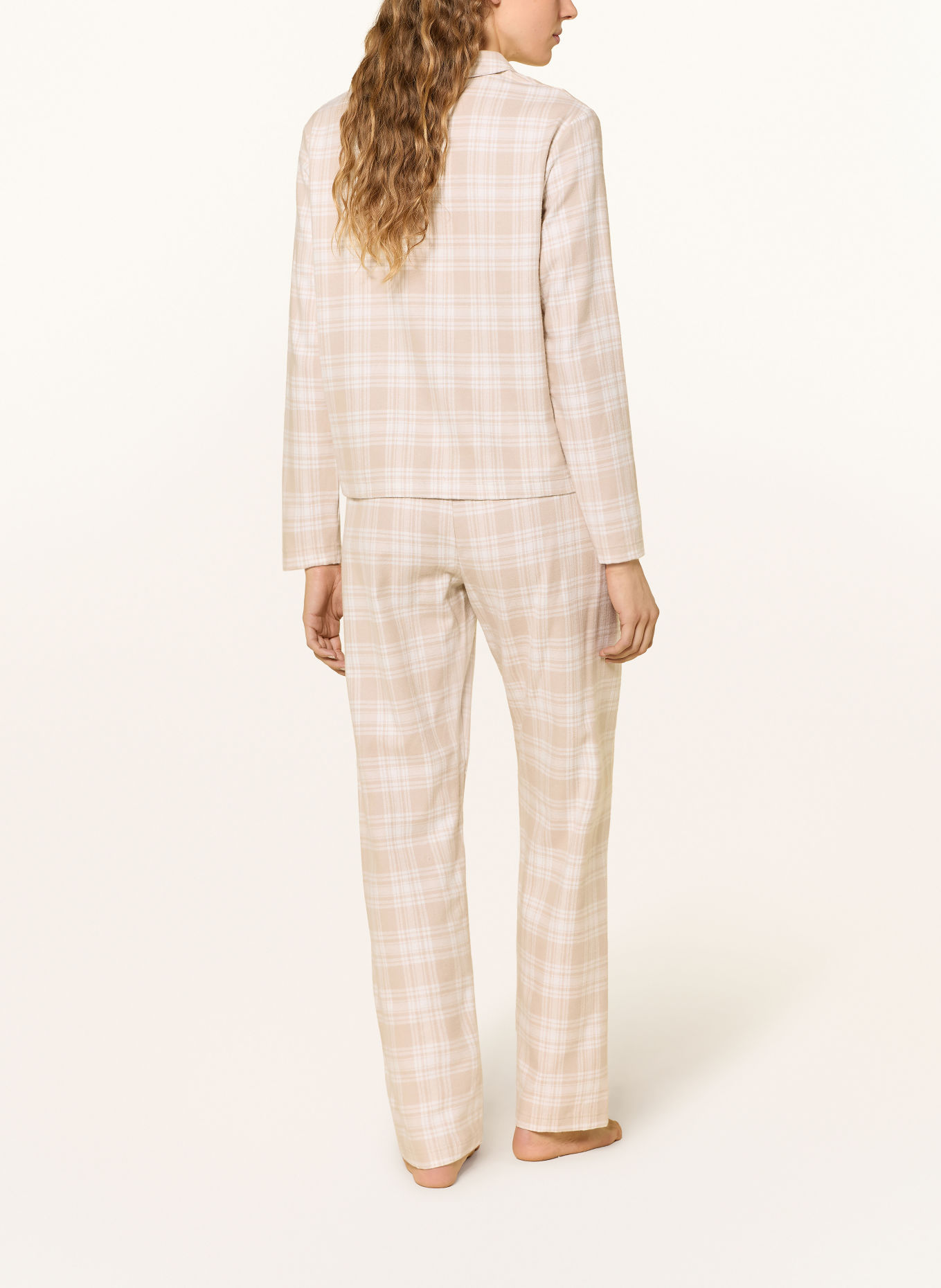 CALIDA Pyjamas-serien PLAID DREAMS i flannel: BEIGE / CREME