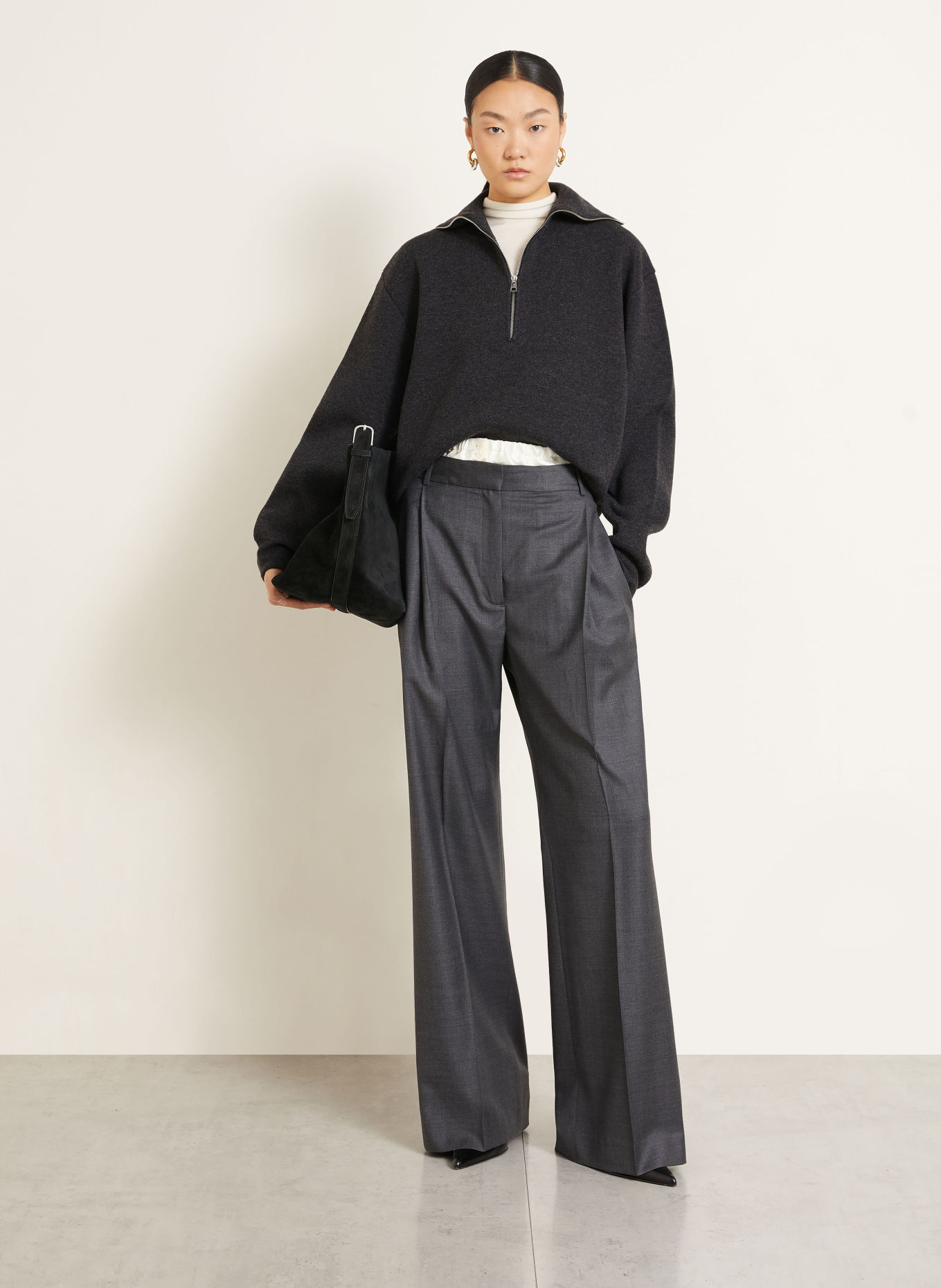 RÓHE Half-zip sweater: DARK GRAY
