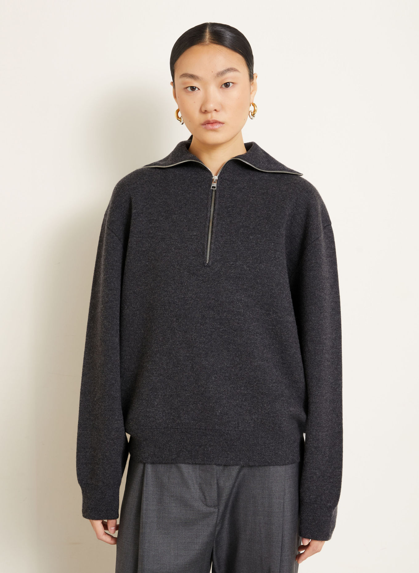 RÓHE Half-zip sweater: DARK GRAY