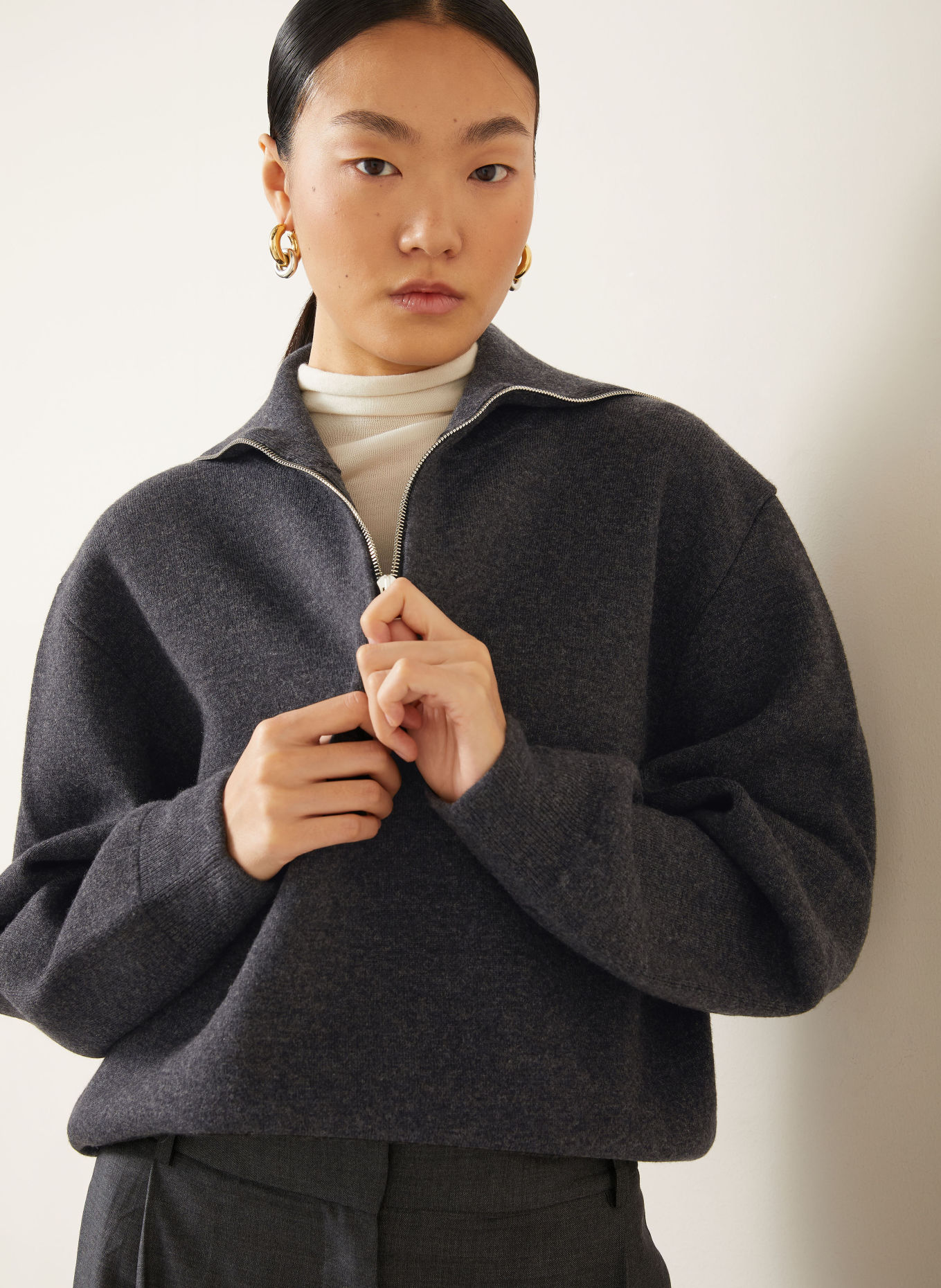 RÓHE Half-zip sweater: DARK GRAY