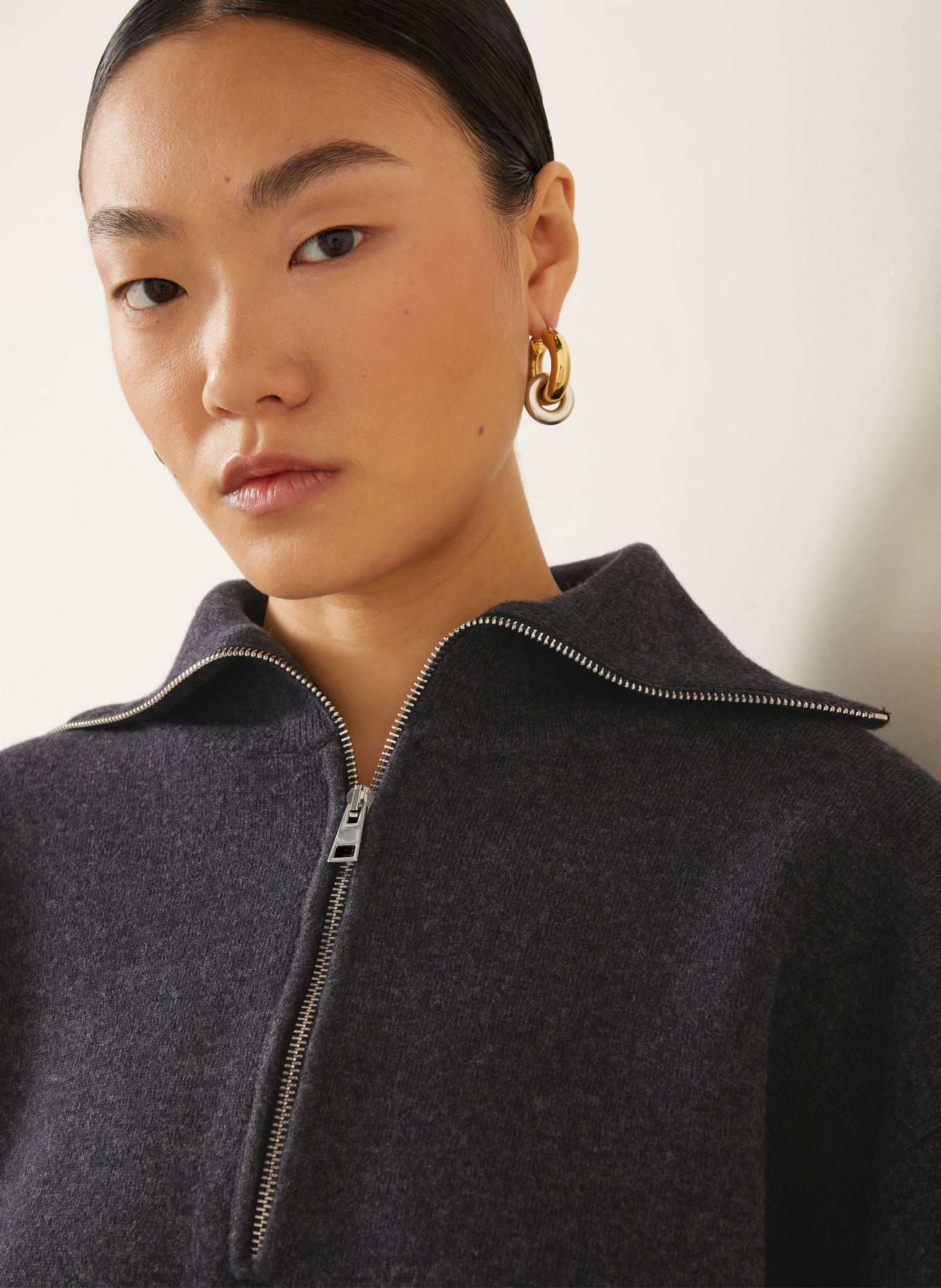 RÓHE Half-zip sweater: DARK GRAY