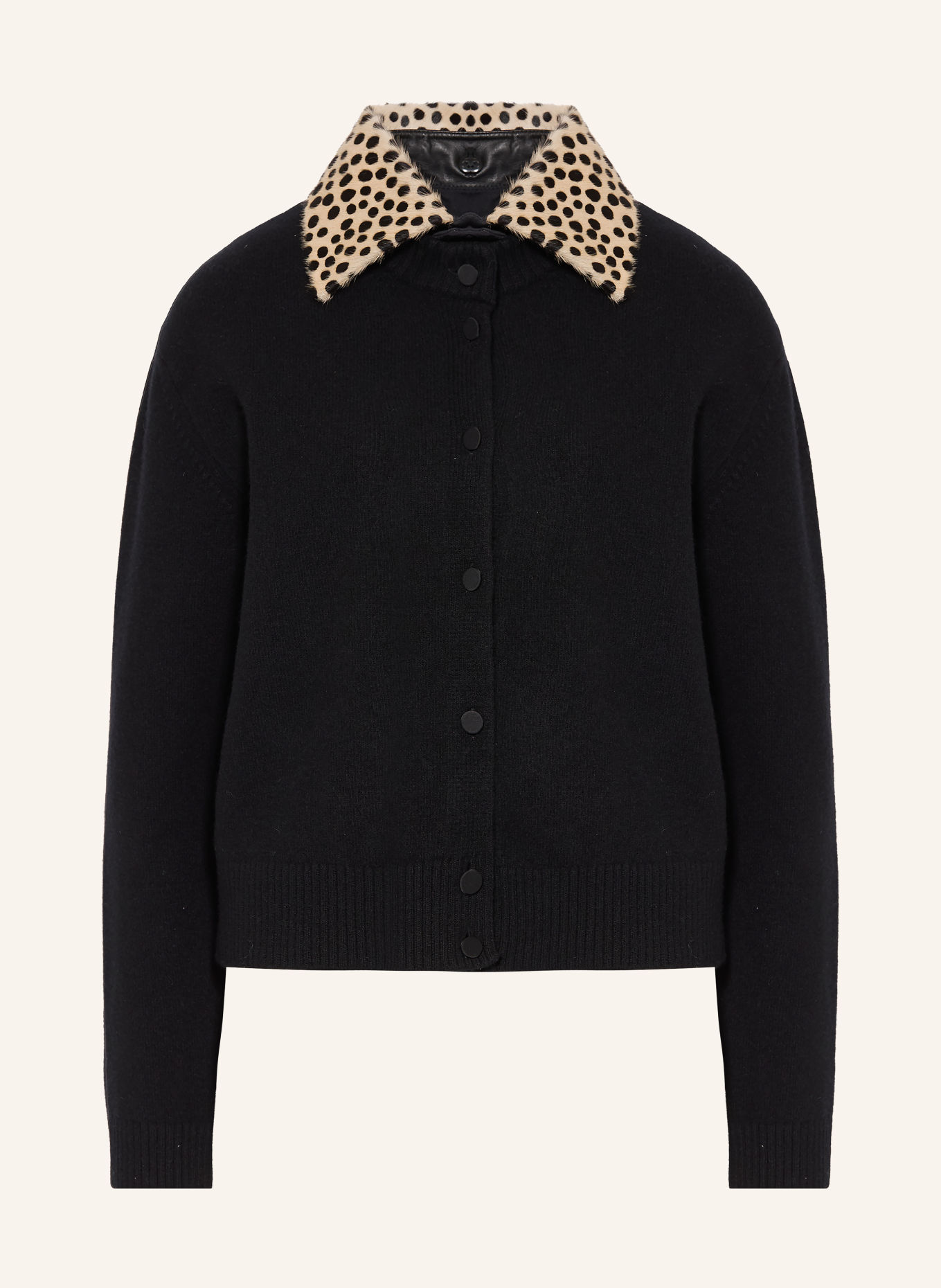RÓHE Cardigan with detachable collar: BLACK / BEIGE
