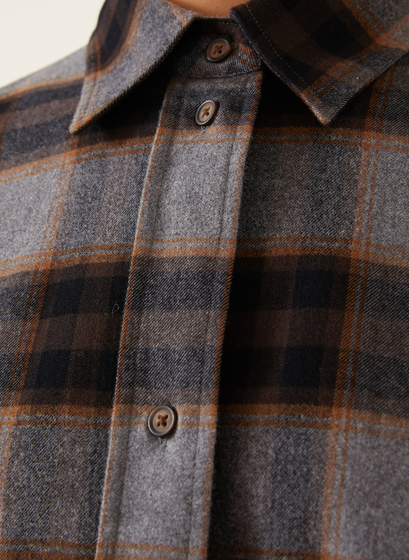 RÓHE Flanel shirt blouse: BLACK / GRAY / DARK ORANGE
