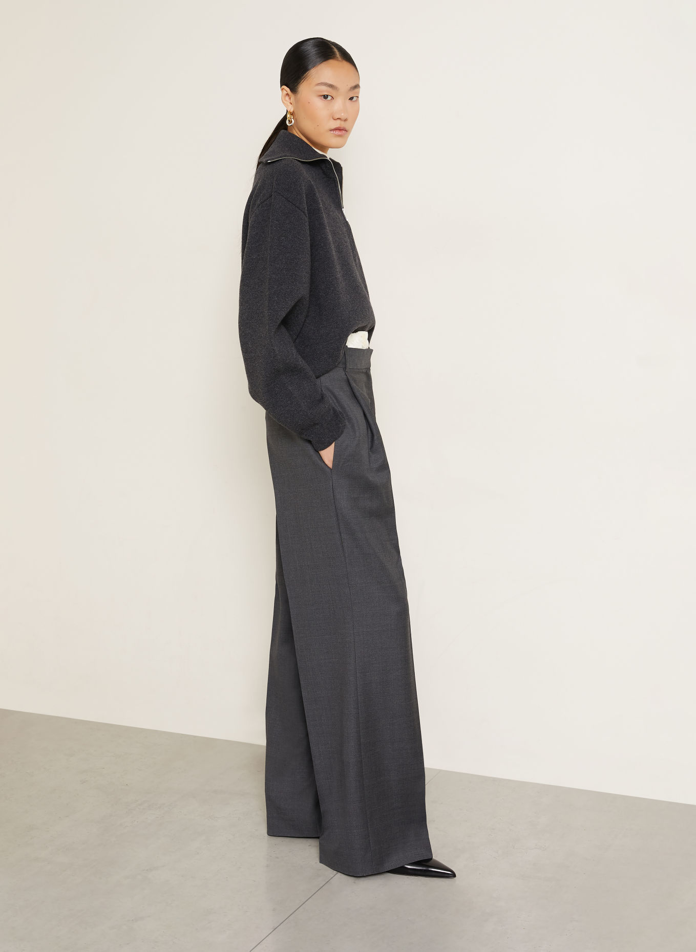 RÓHE Marlenehose: DUNKELGRAU / CREME