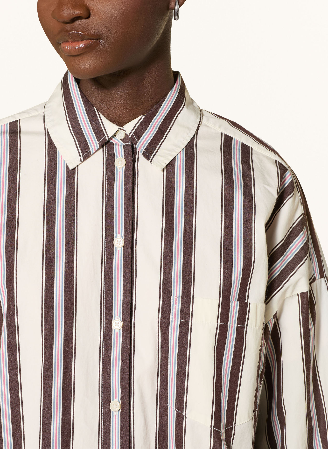 Marc O'Polo Chemisier: ÉCRU / MARRON FONCÉ / SAUMON