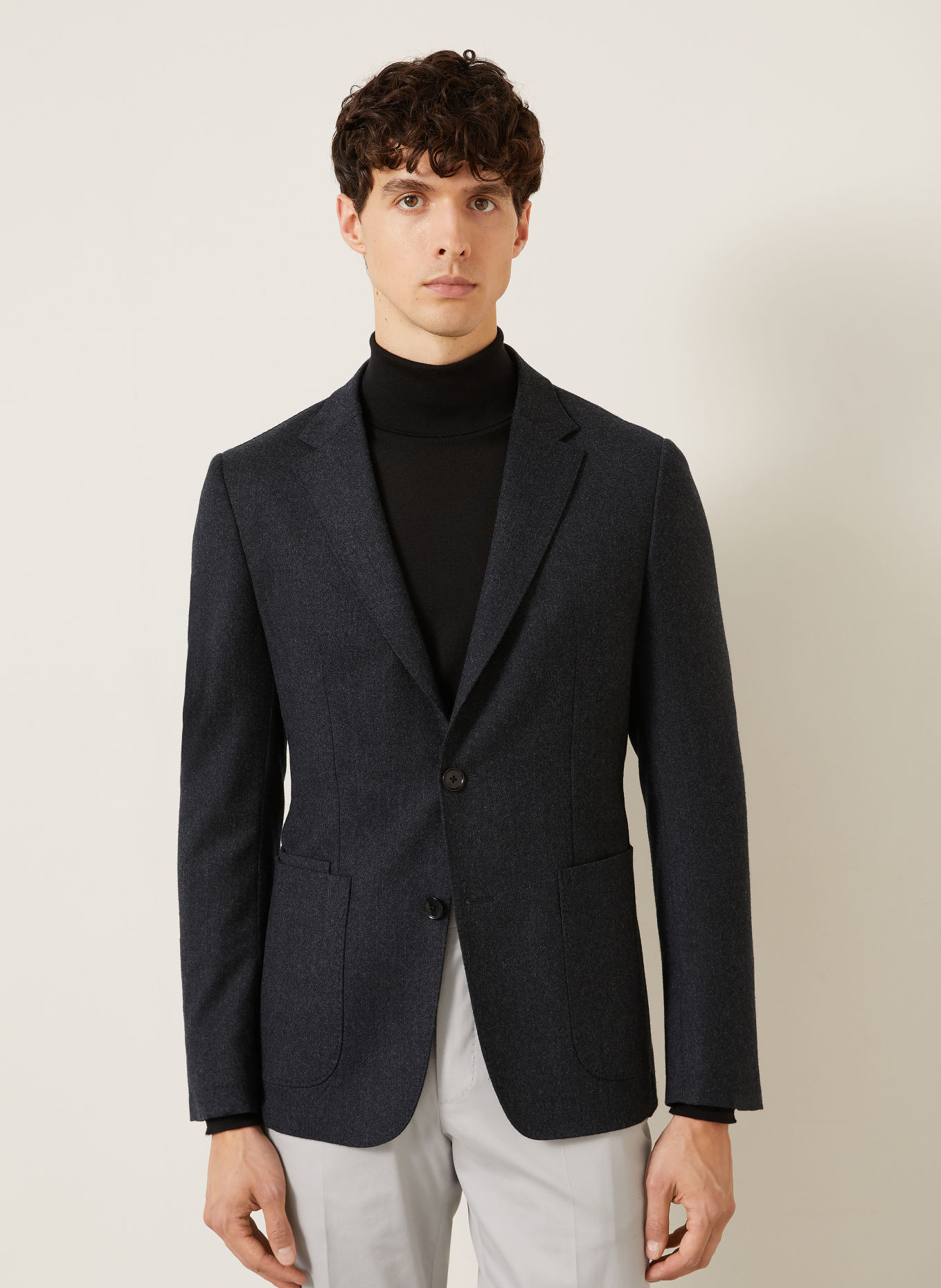 ZEGNA Veste en flanelle coupe extra slim: GRIS FONCÉ