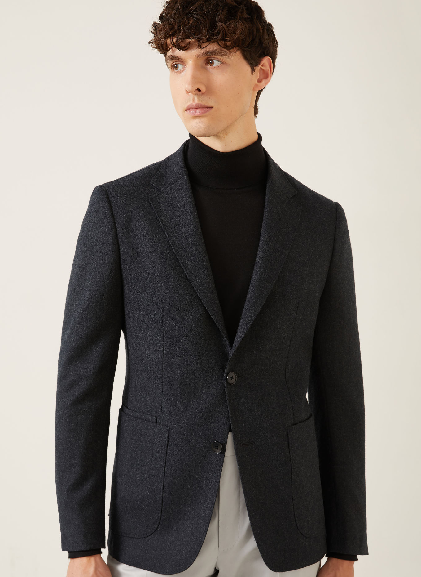 ZEGNA Veste en flanelle coupe extra slim: GRIS FONCÉ