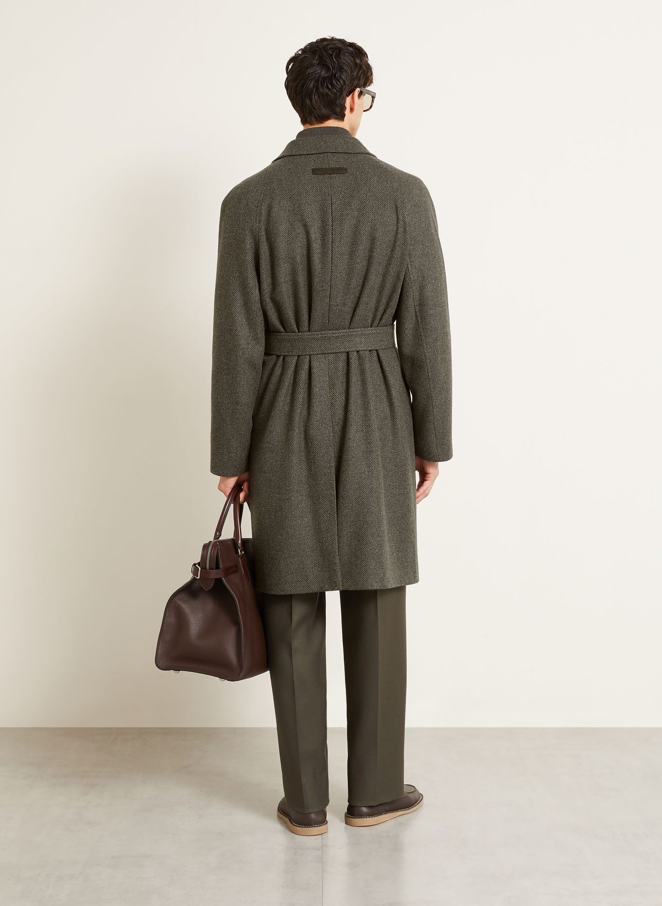 ZEGNA Płaszcz z kaszmiru: OLIWKOWY / SZARY