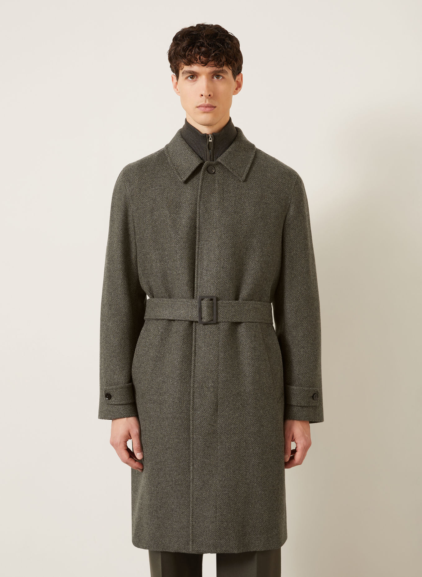 ZEGNA Płaszcz z kaszmiru: OLIWKOWY / SZARY