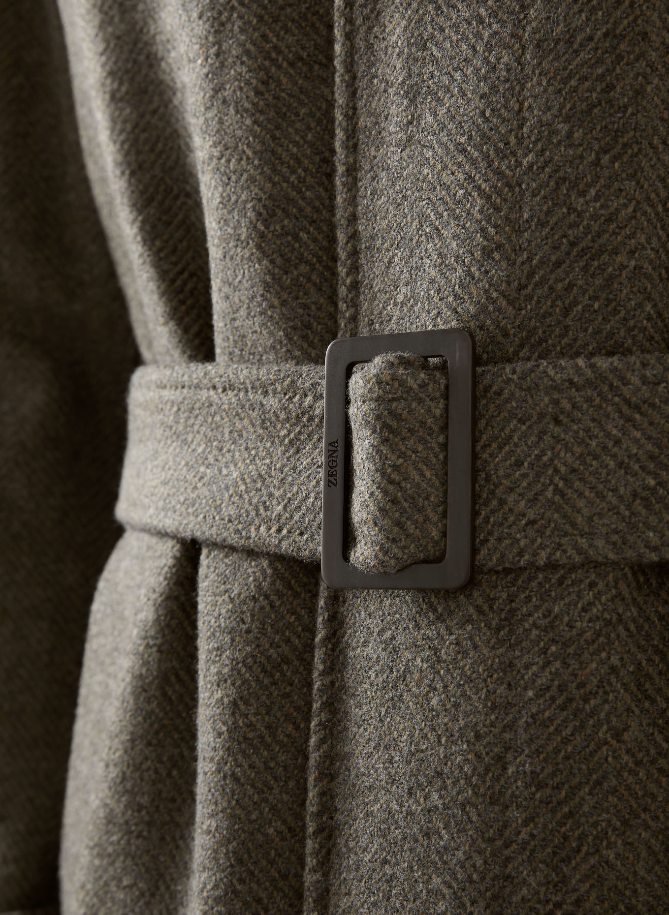 ZEGNA Płaszcz z kaszmiru: OLIWKOWY / SZARY