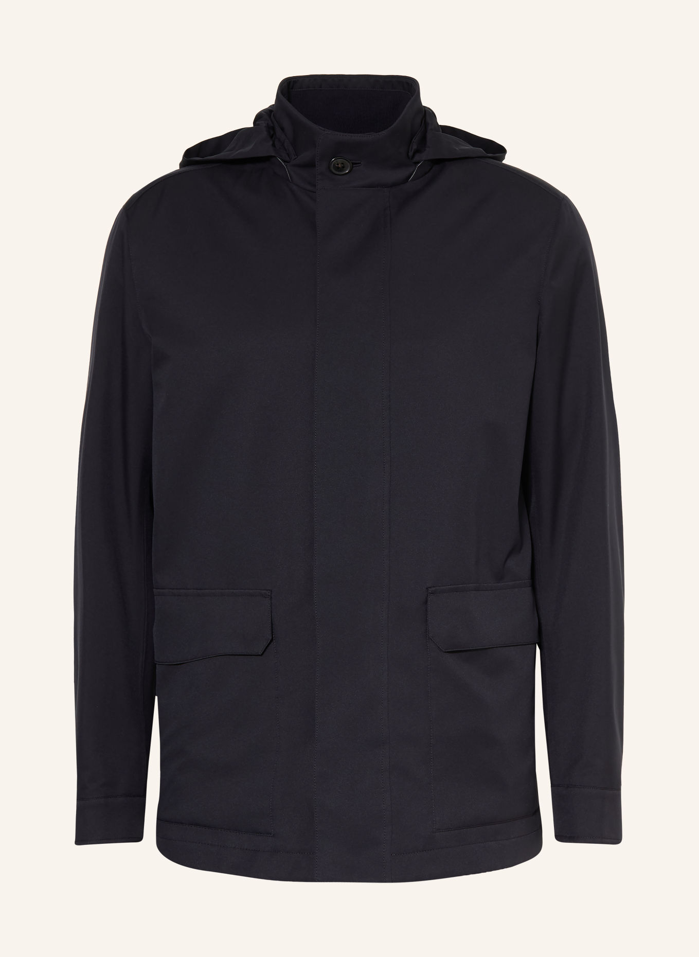 ZEGNA Parka à capuche amovible: BLEU FONCÉ