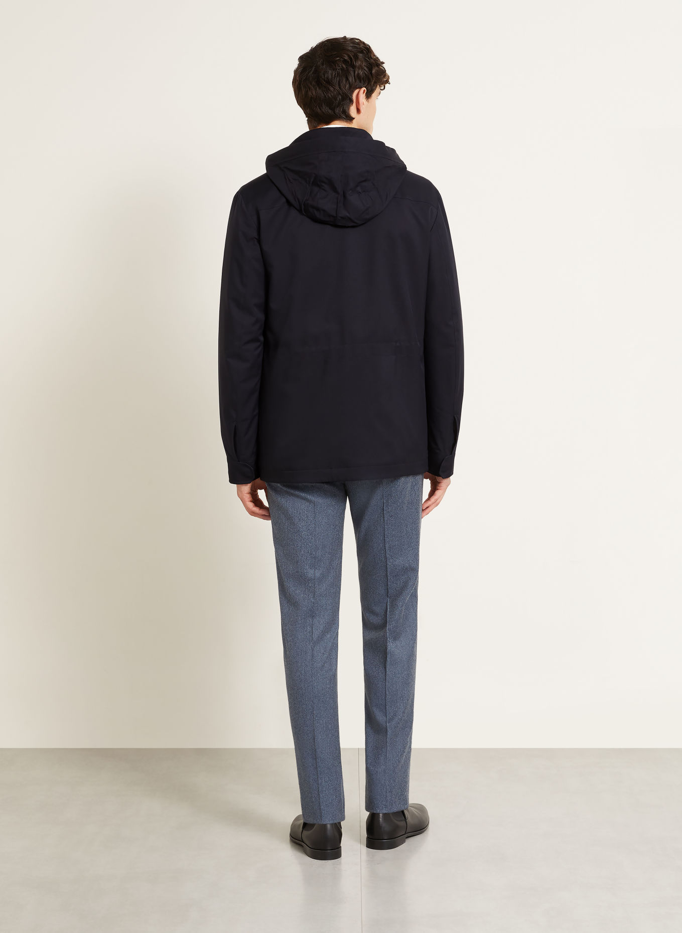 ZEGNA Parka à capuche amovible: BLEU FONCÉ