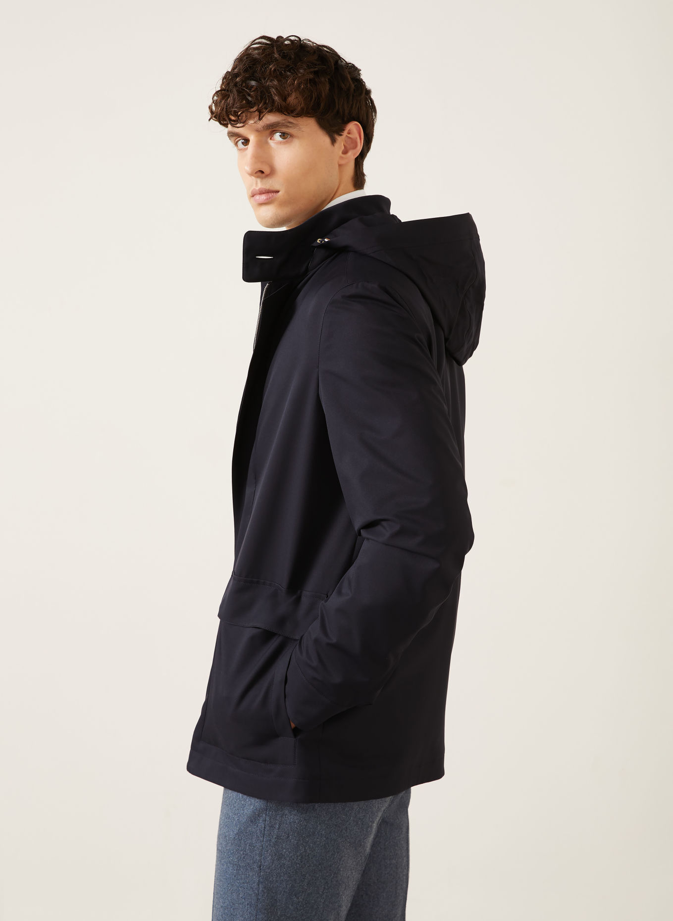 ZEGNA Parka à capuche amovible: BLEU FONCÉ
