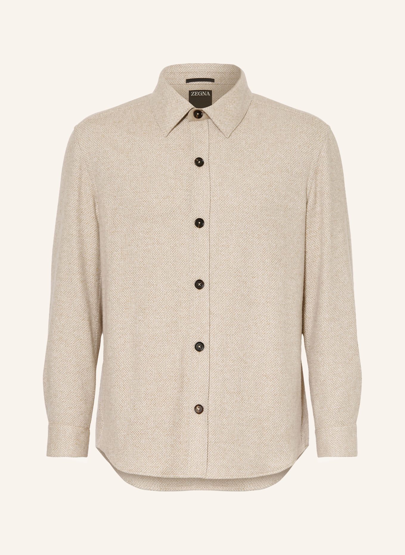 ZEGNA Overshirt with cashmere and silk: BEIGE / WHITE
