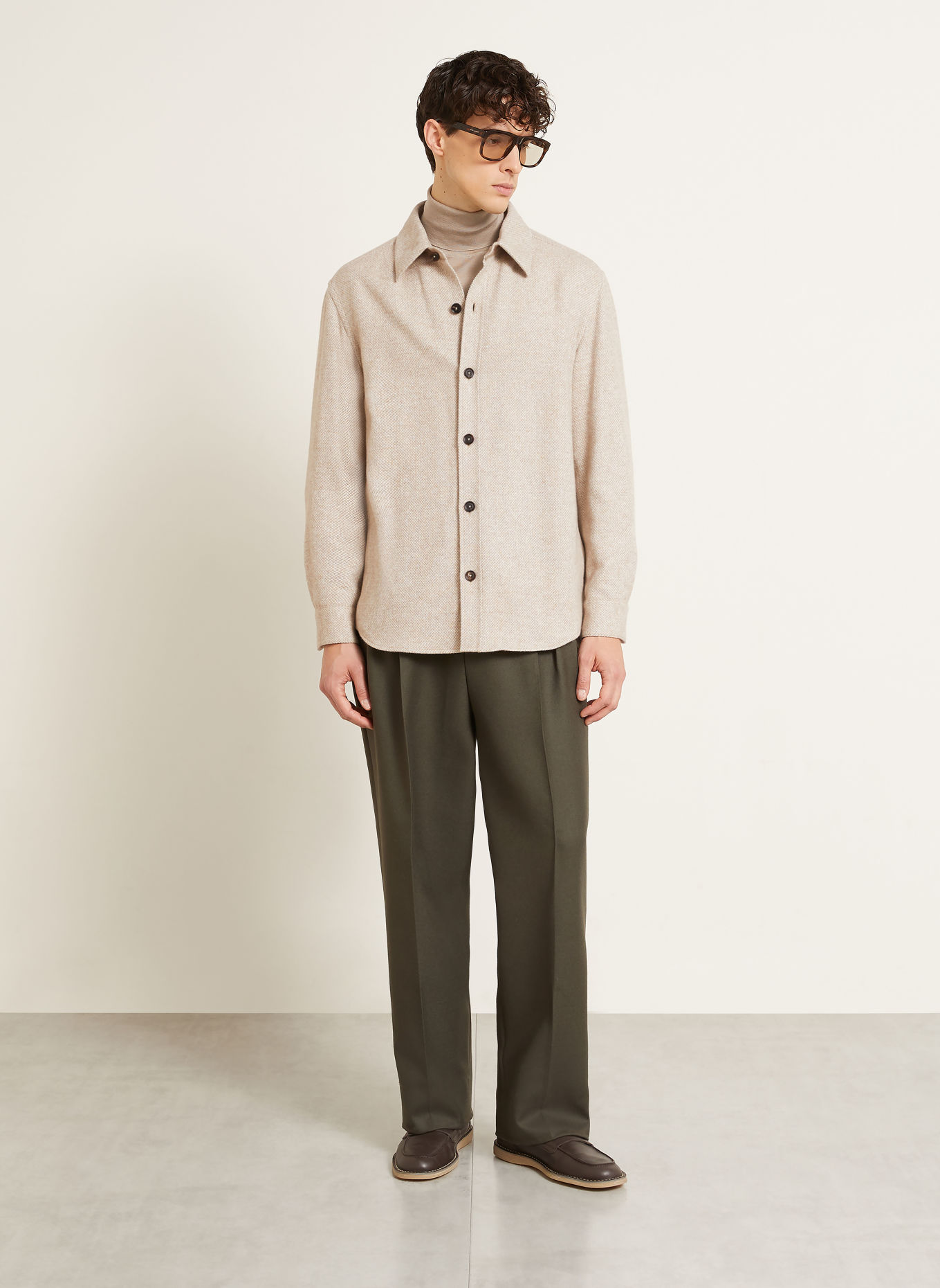 ZEGNA Overshirt with cashmere and silk: BEIGE / WHITE