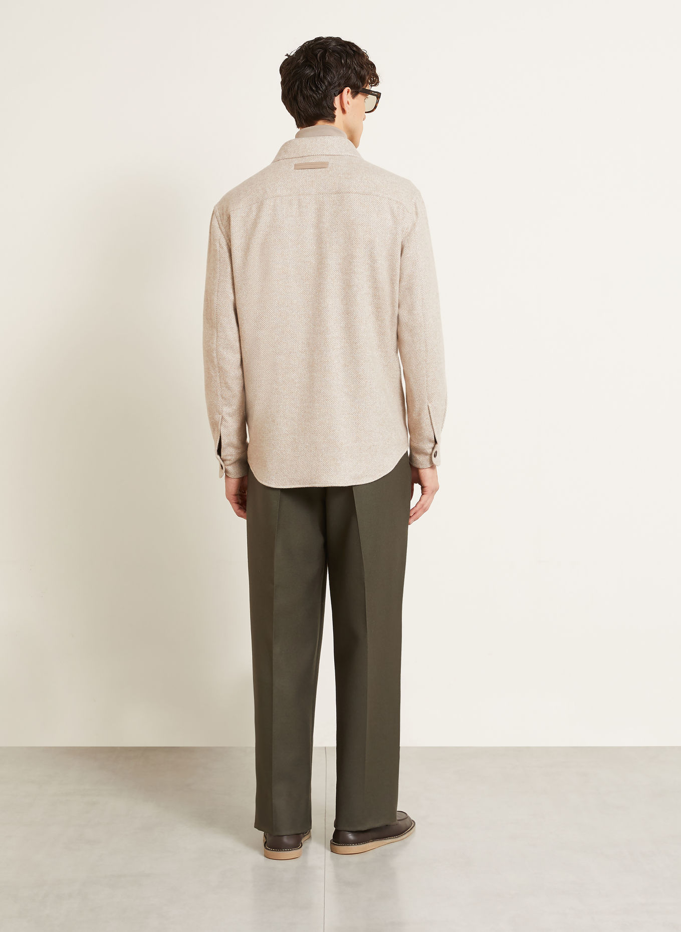 ZEGNA Overshirt with cashmere and silk: BEIGE / WHITE
