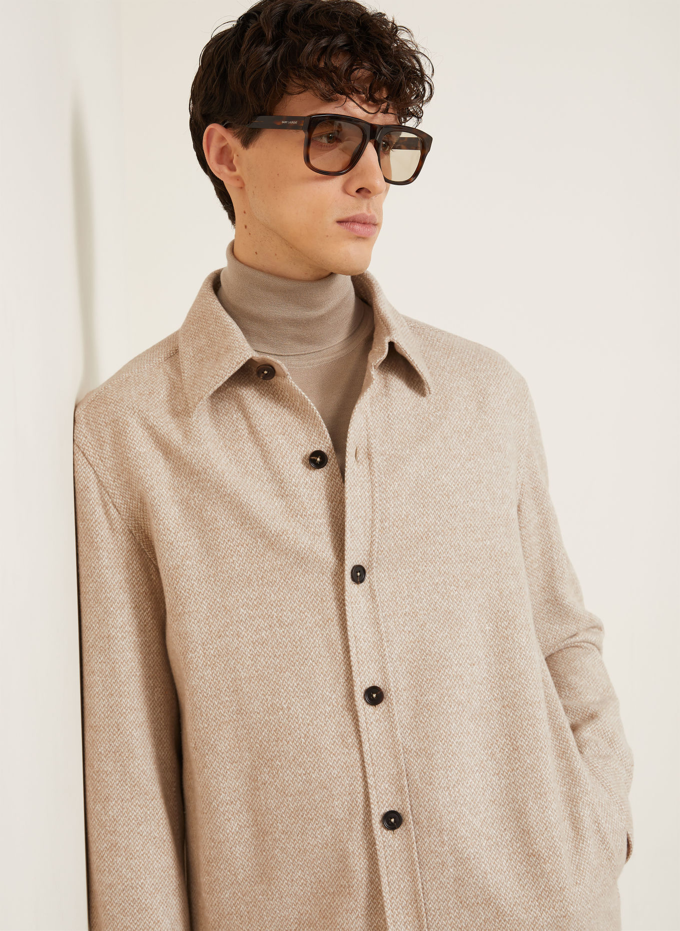 ZEGNA Overshirt with cashmere and silk: BEIGE / WHITE