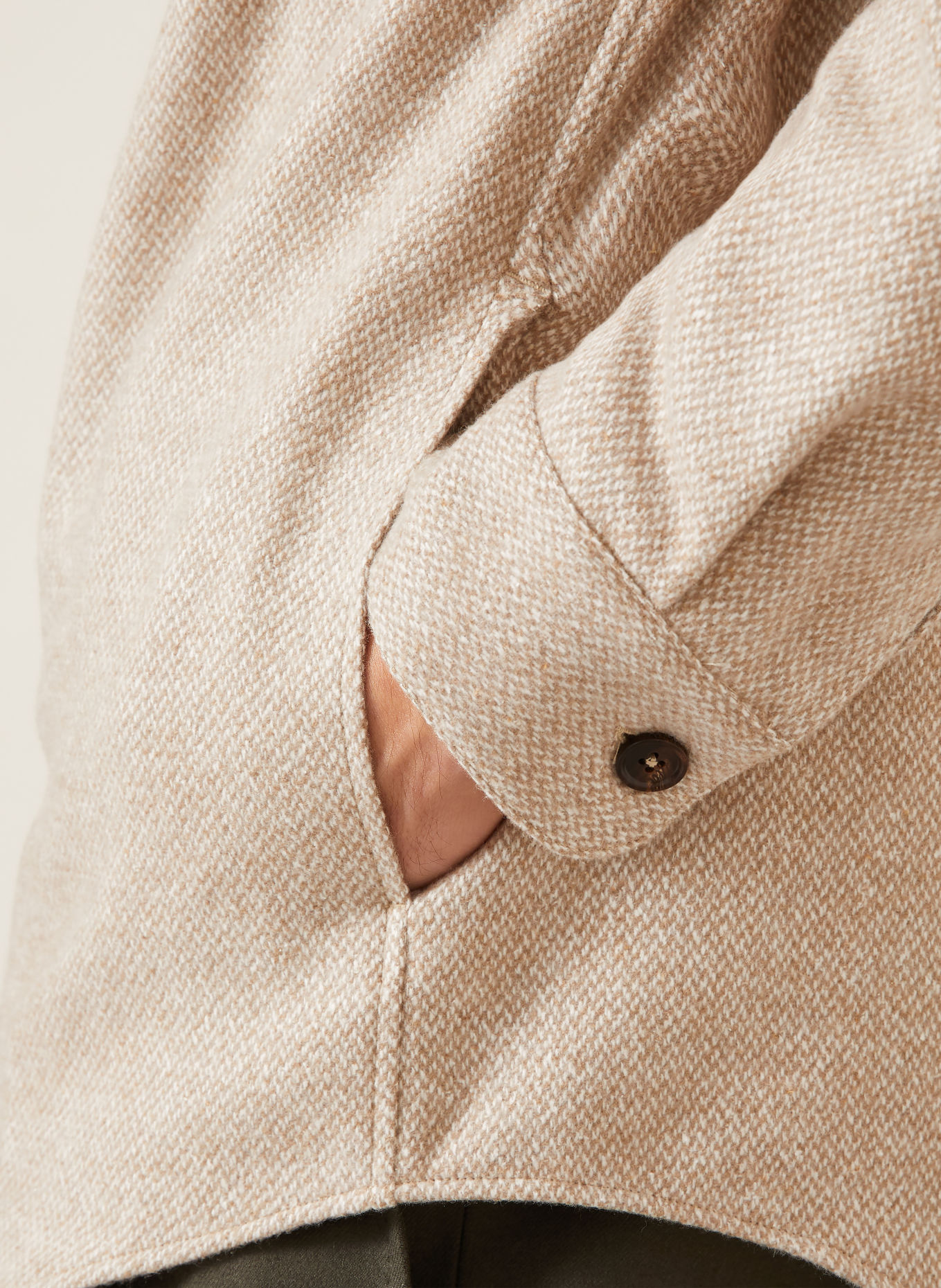 ZEGNA Overshirt with cashmere and silk: BEIGE / WHITE