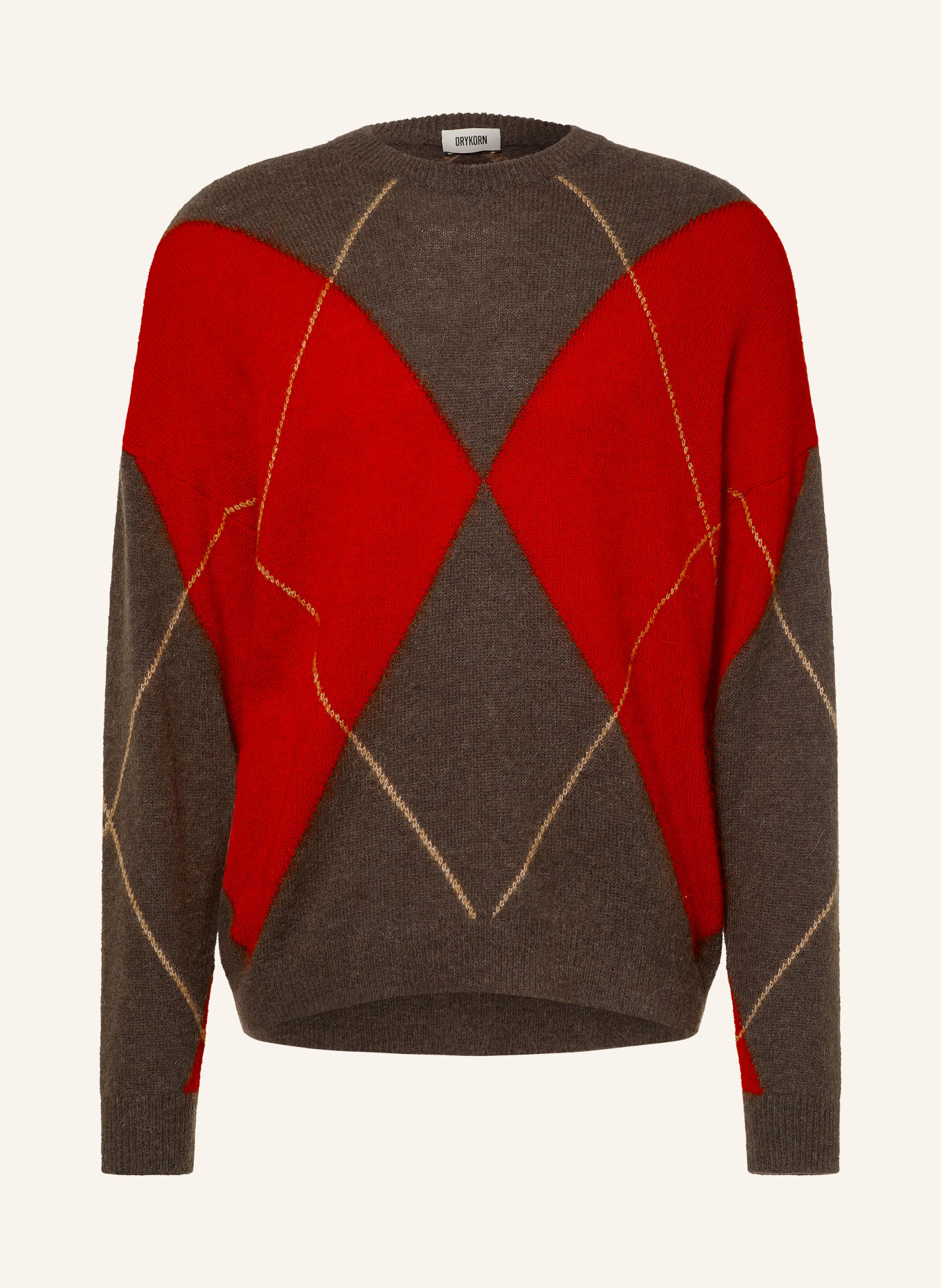 DRYKORN Pullover NEELIO mit Alpaka: ROT / HELLBRAUN / BRAUN