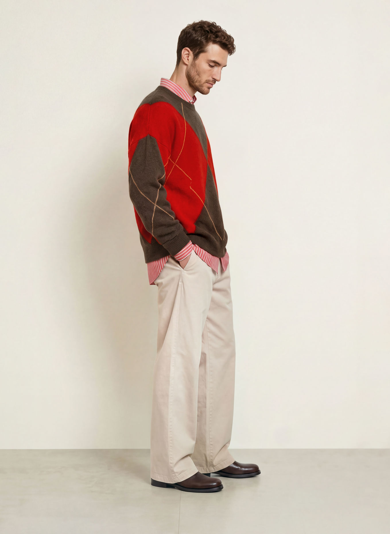 DRYKORN Pullover NEELIO mit Alpaka: ROT / HELLBRAUN / BRAUN