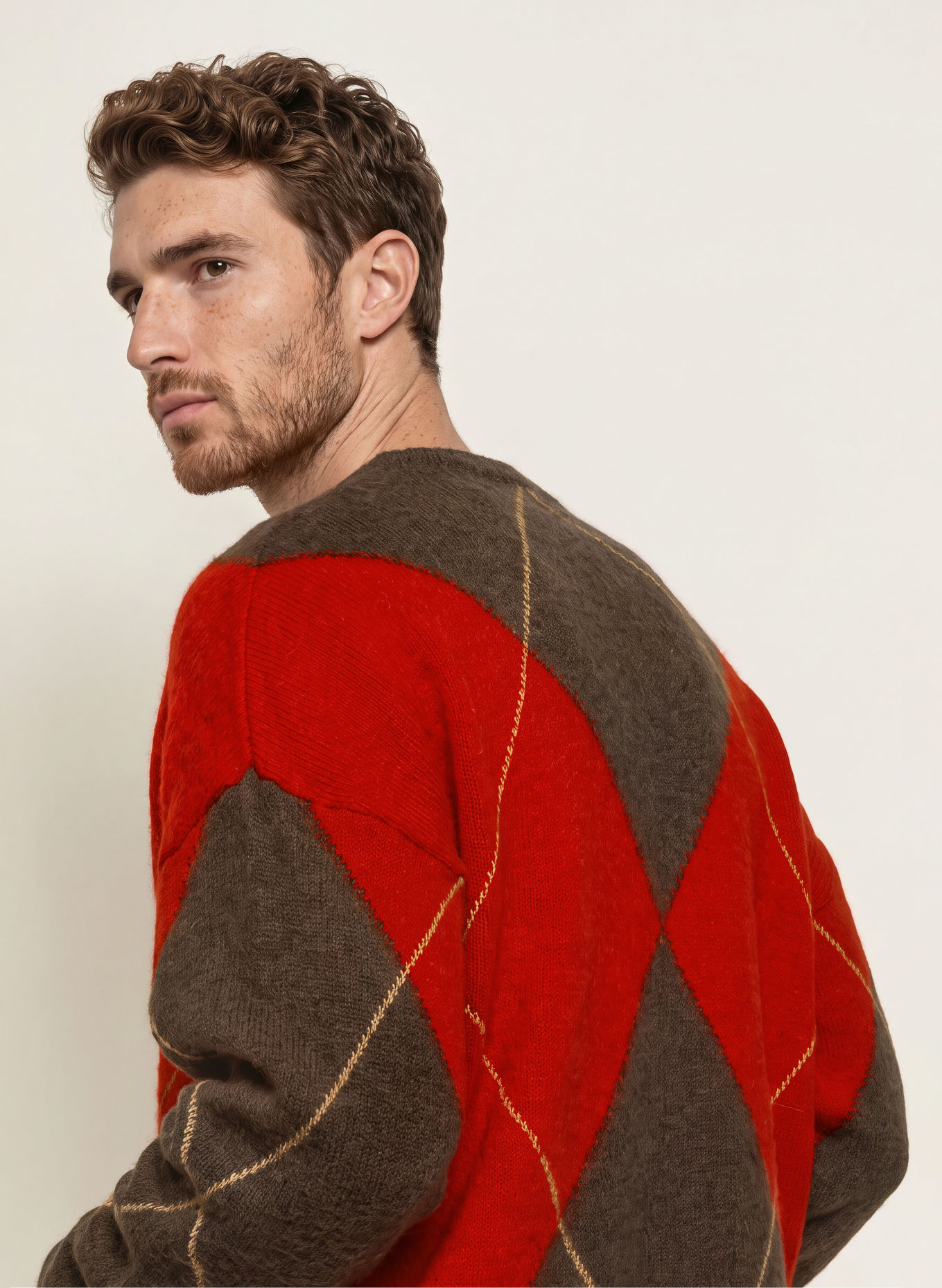 DRYKORN Pullover NEELIO mit Alpaka: ROT / HELLBRAUN / BRAUN