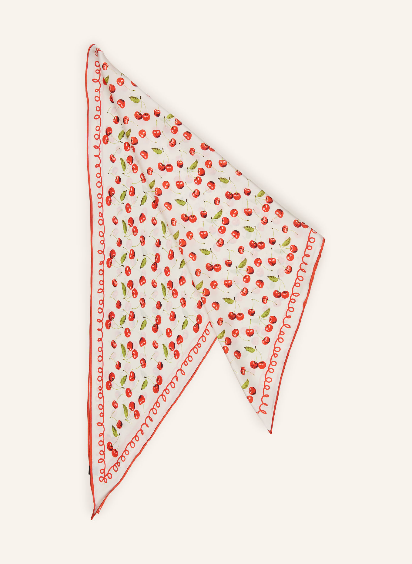 FRAAS Silk triangular scarf: RED / CREAM / GREEN