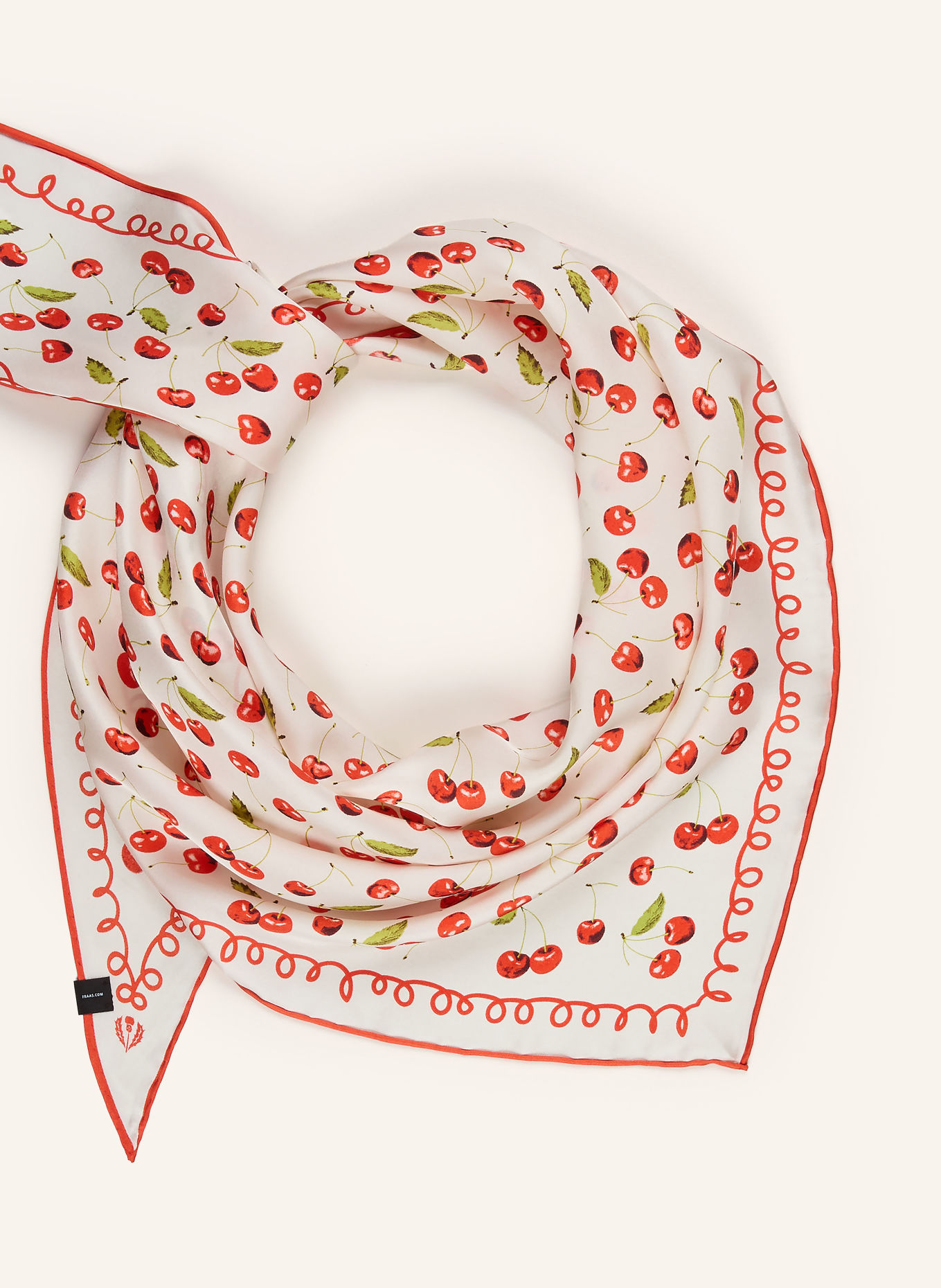FRAAS Silk triangular scarf: RED / CREAM / GREEN