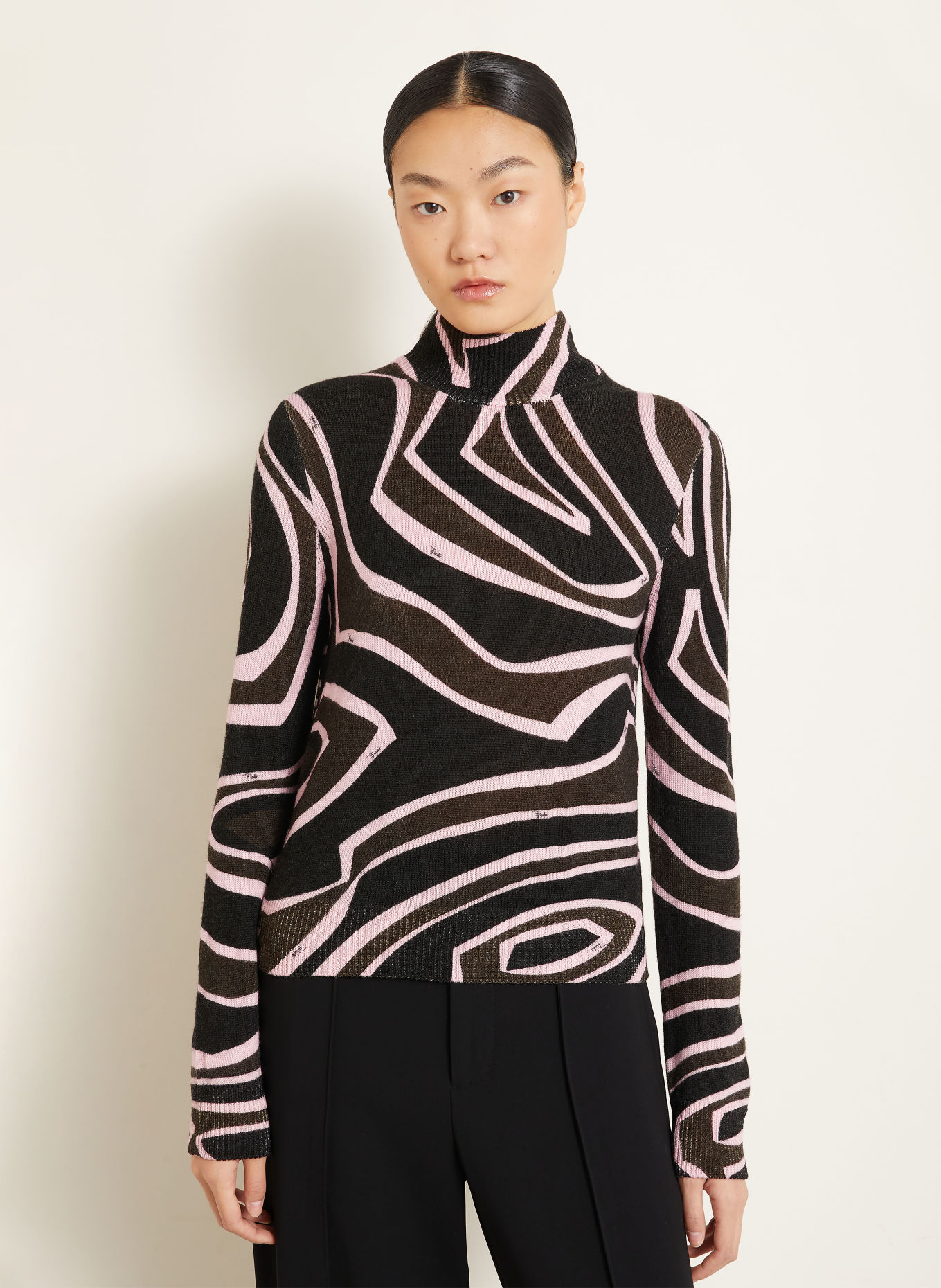 PUCCI Pullover: DUNKELBRAUN / ROSA