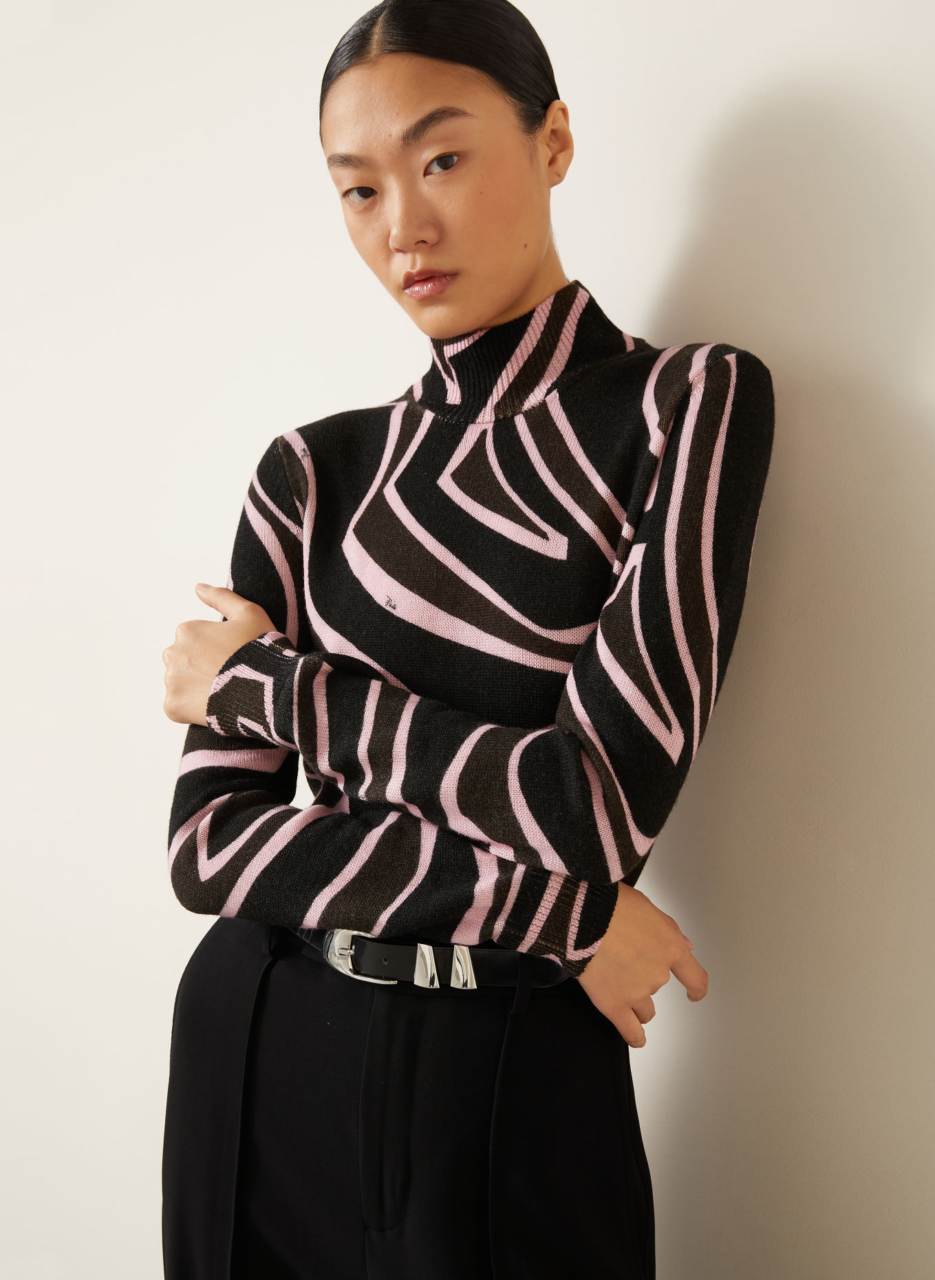 PUCCI Pullover: DUNKELBRAUN / ROSA
