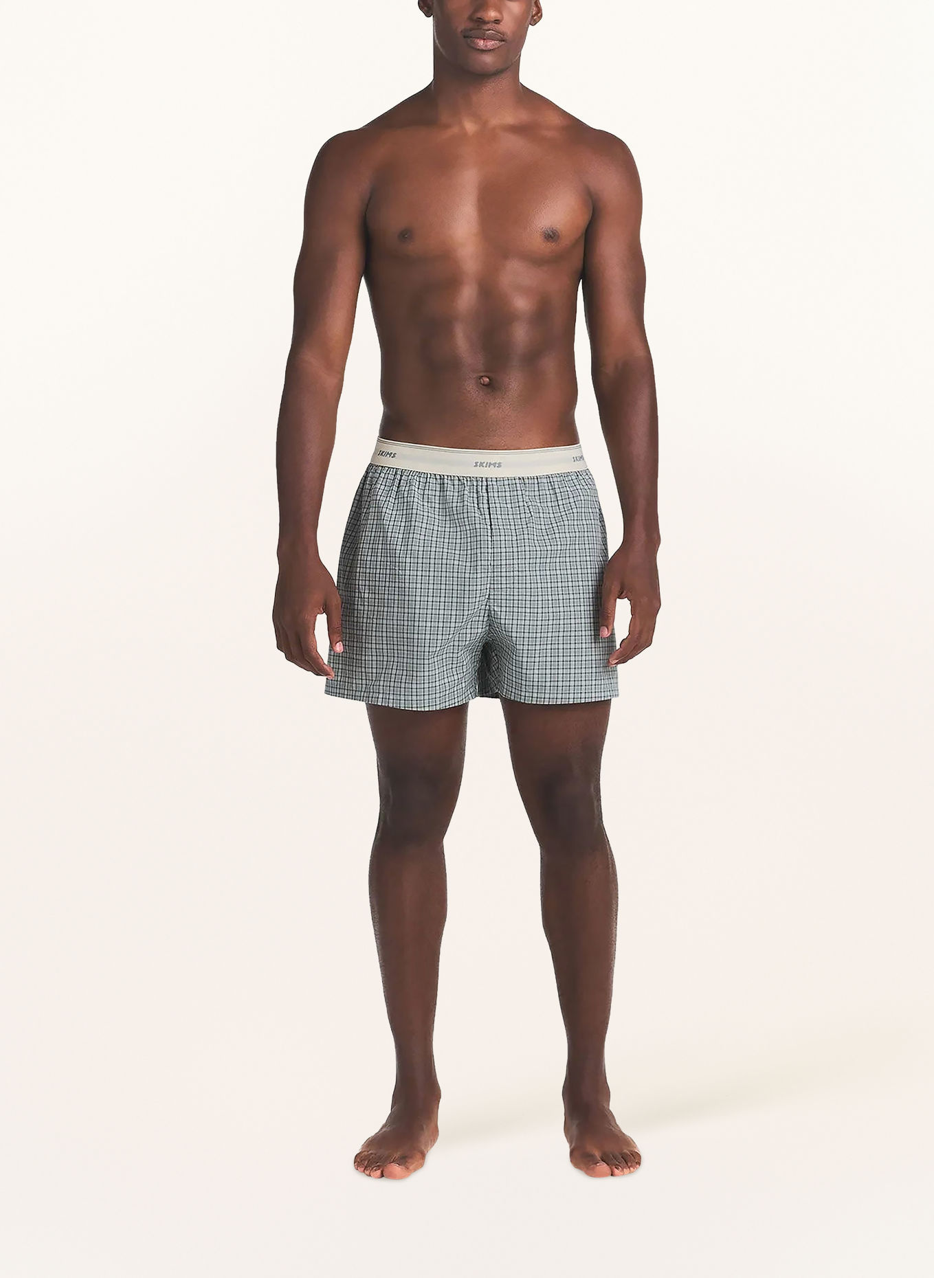 SKIMS Woven boxer shorts COTTON POPLIN: FULL MOON CHECK