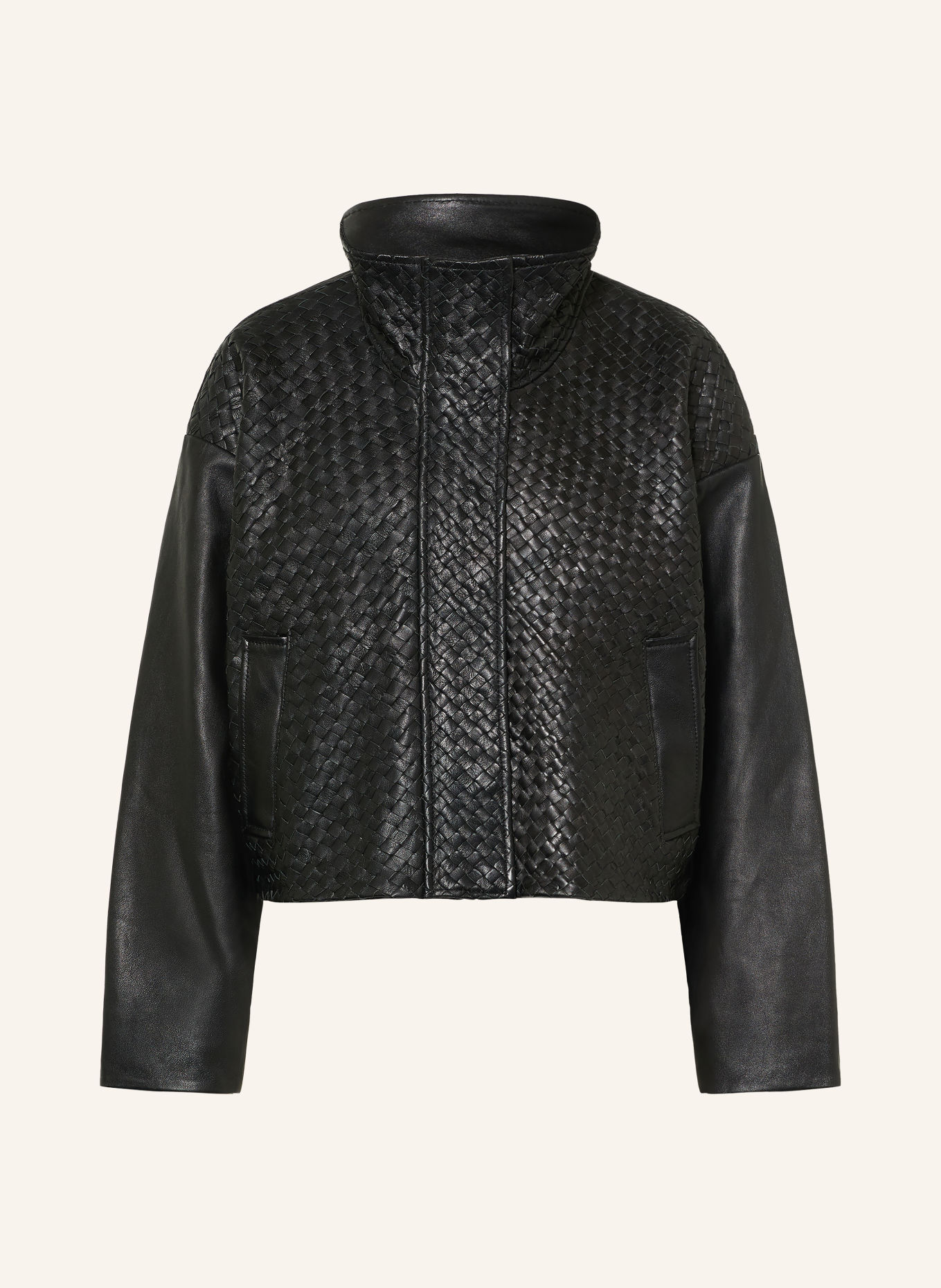 ELIAS RUMELIS DALIDA Leather Jacket: BLACK