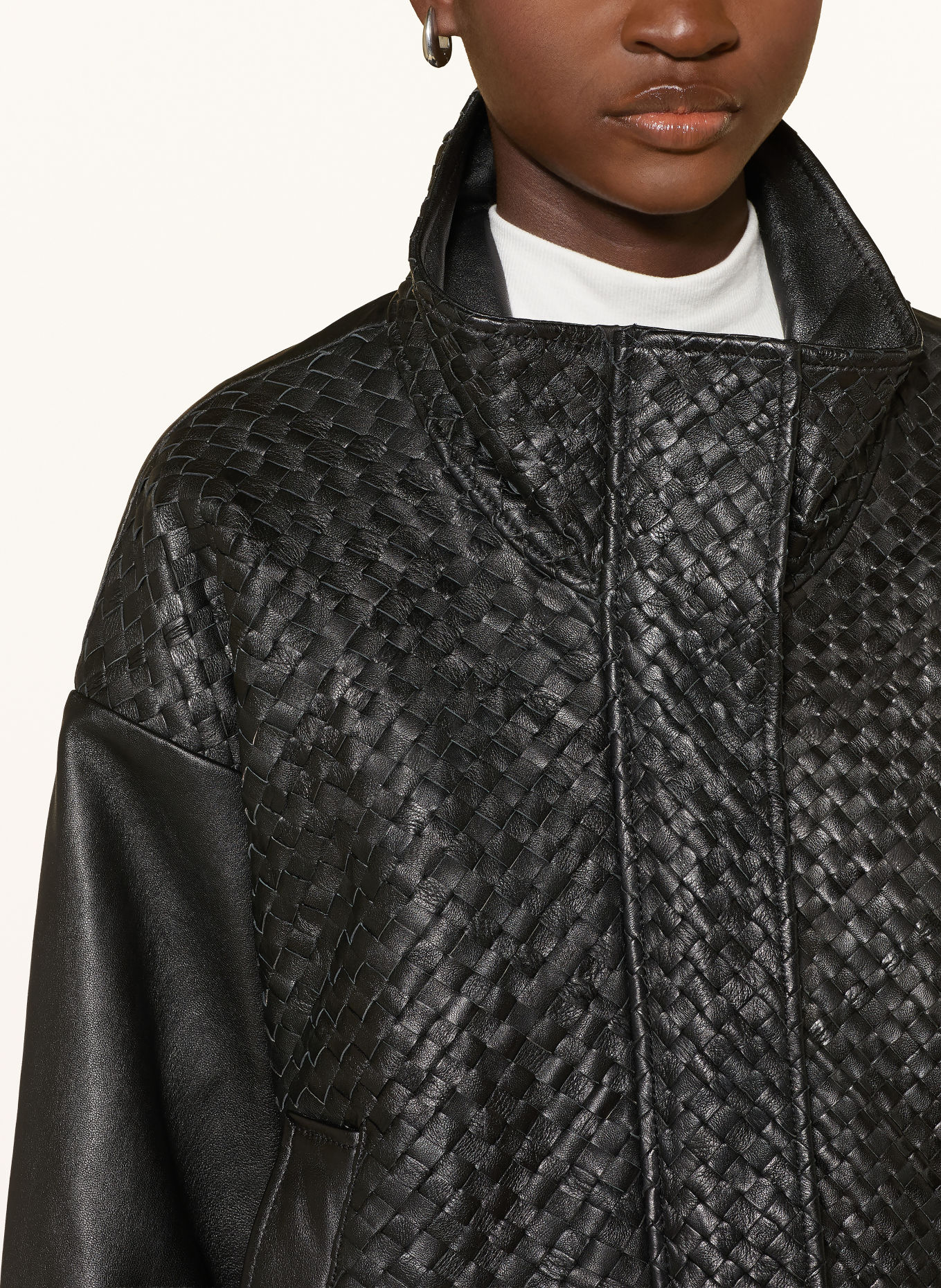 ELIAS RUMELIS DALIDA Leather Jacket: BLACK