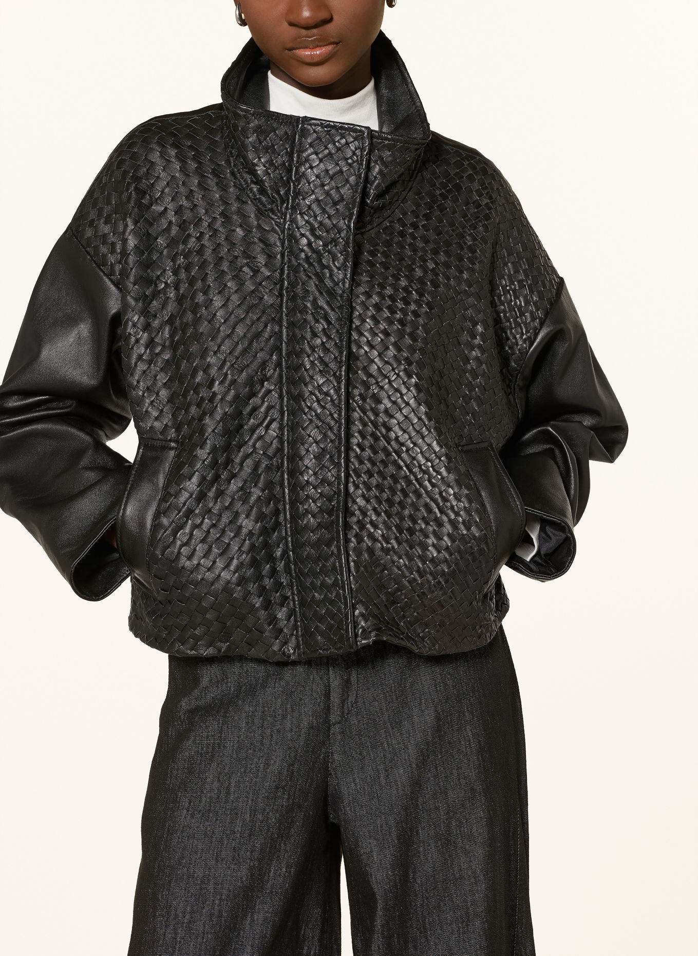 ELIAS RUMELIS DALIDA Leather Jacket: BLACK
