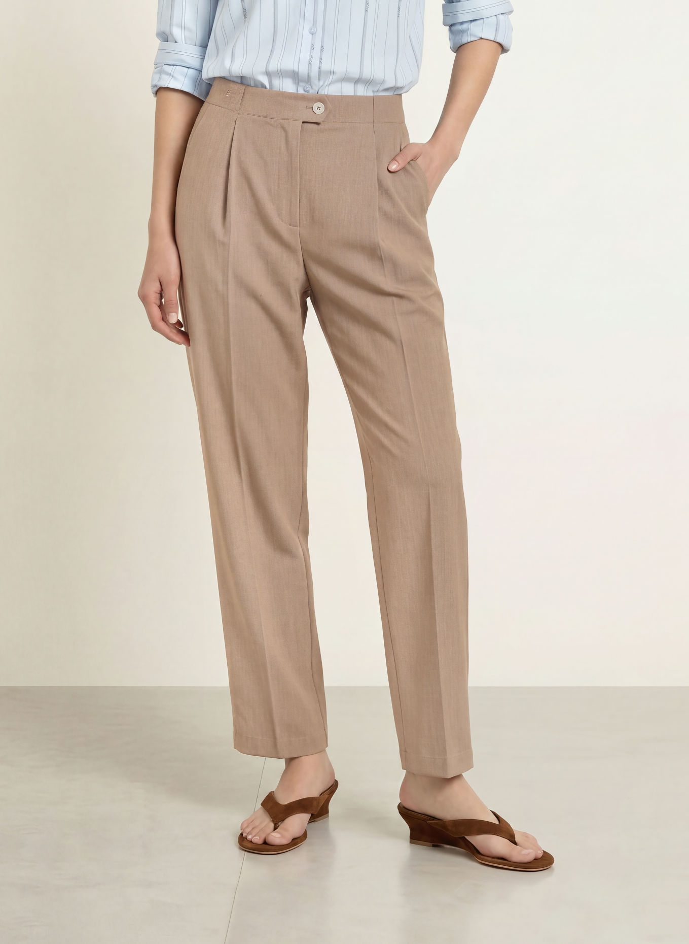 ELIAS RUMELIS Marlenehose SIRA: BEIGE / BLAUGRAU