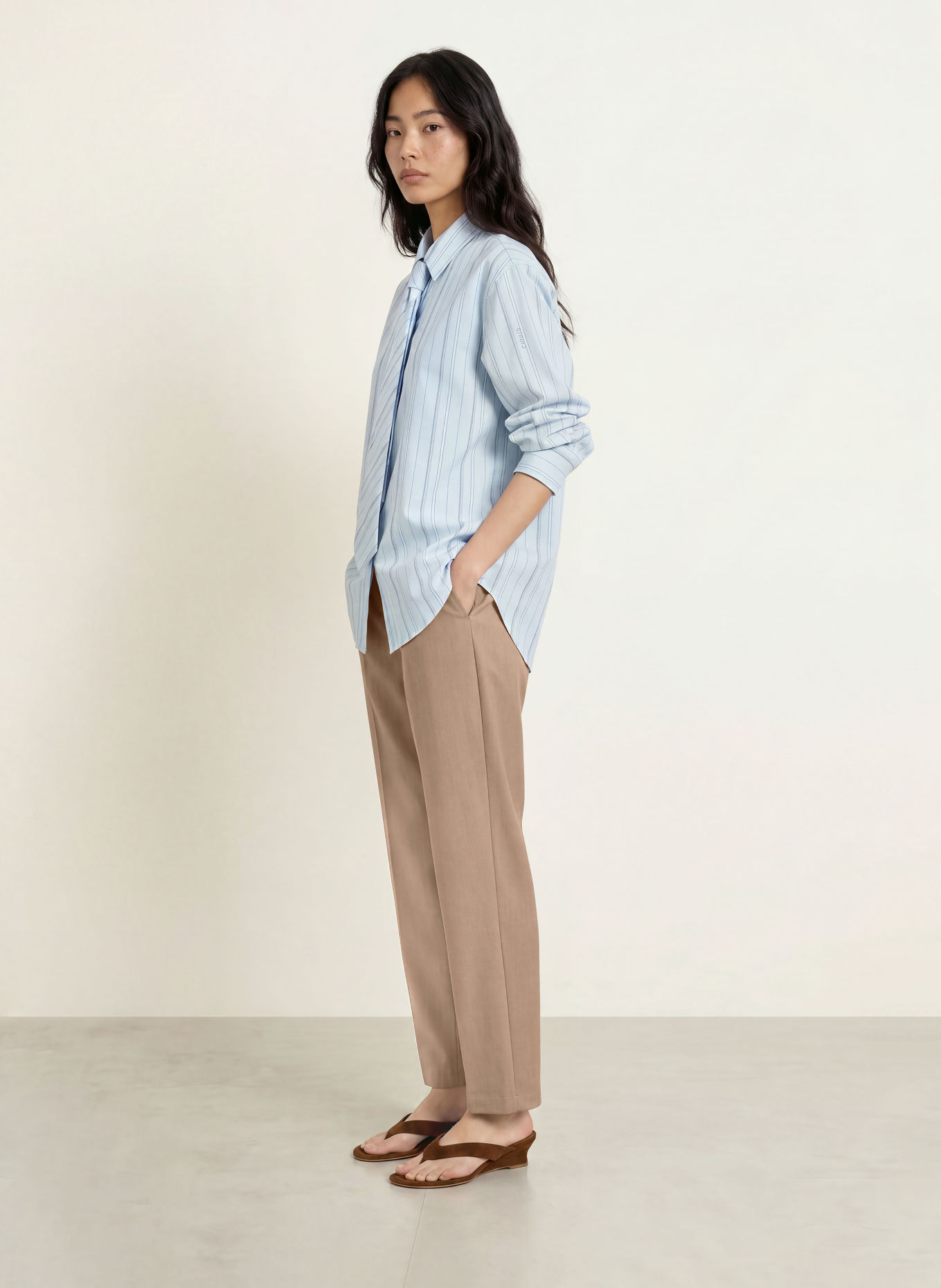 ELIAS RUMELIS Marlenehose SIRA: BEIGE / BLAUGRAU