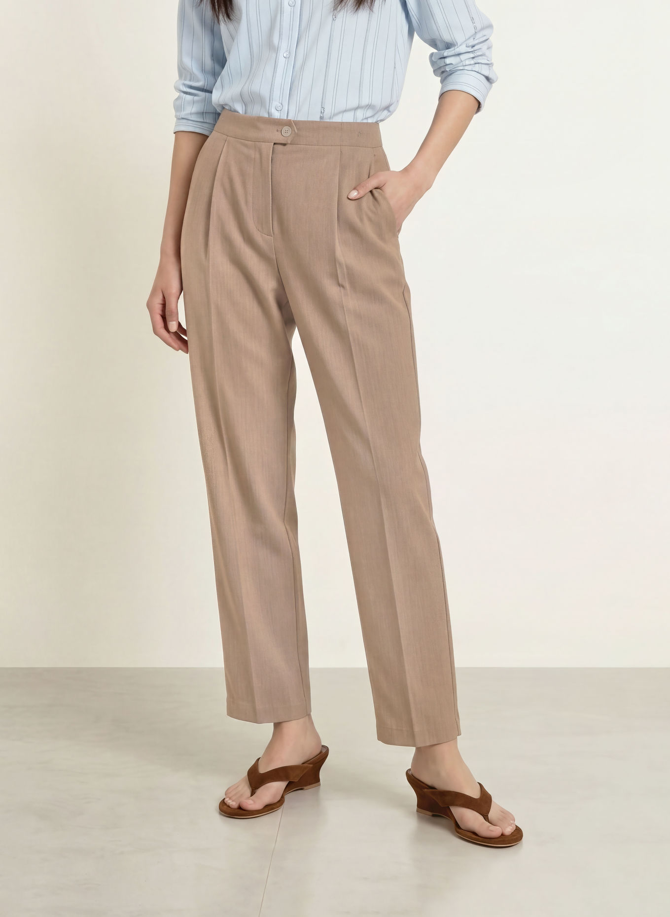 ELIAS RUMELIS Marlenehose SIRA: BEIGE / BLAUGRAU