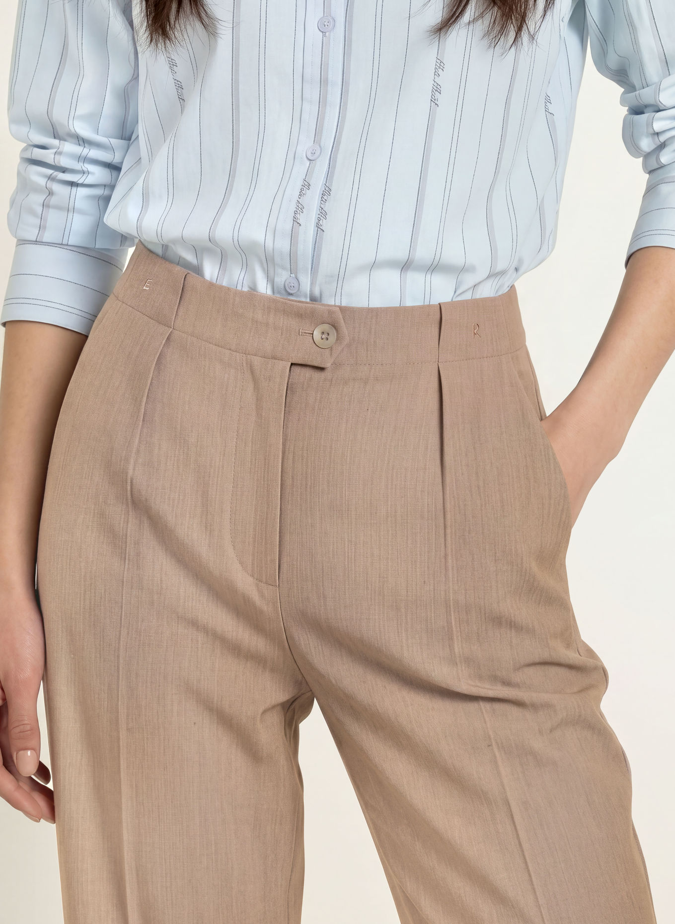ELIAS RUMELIS Marlenehose SIRA: BEIGE / BLAUGRAU