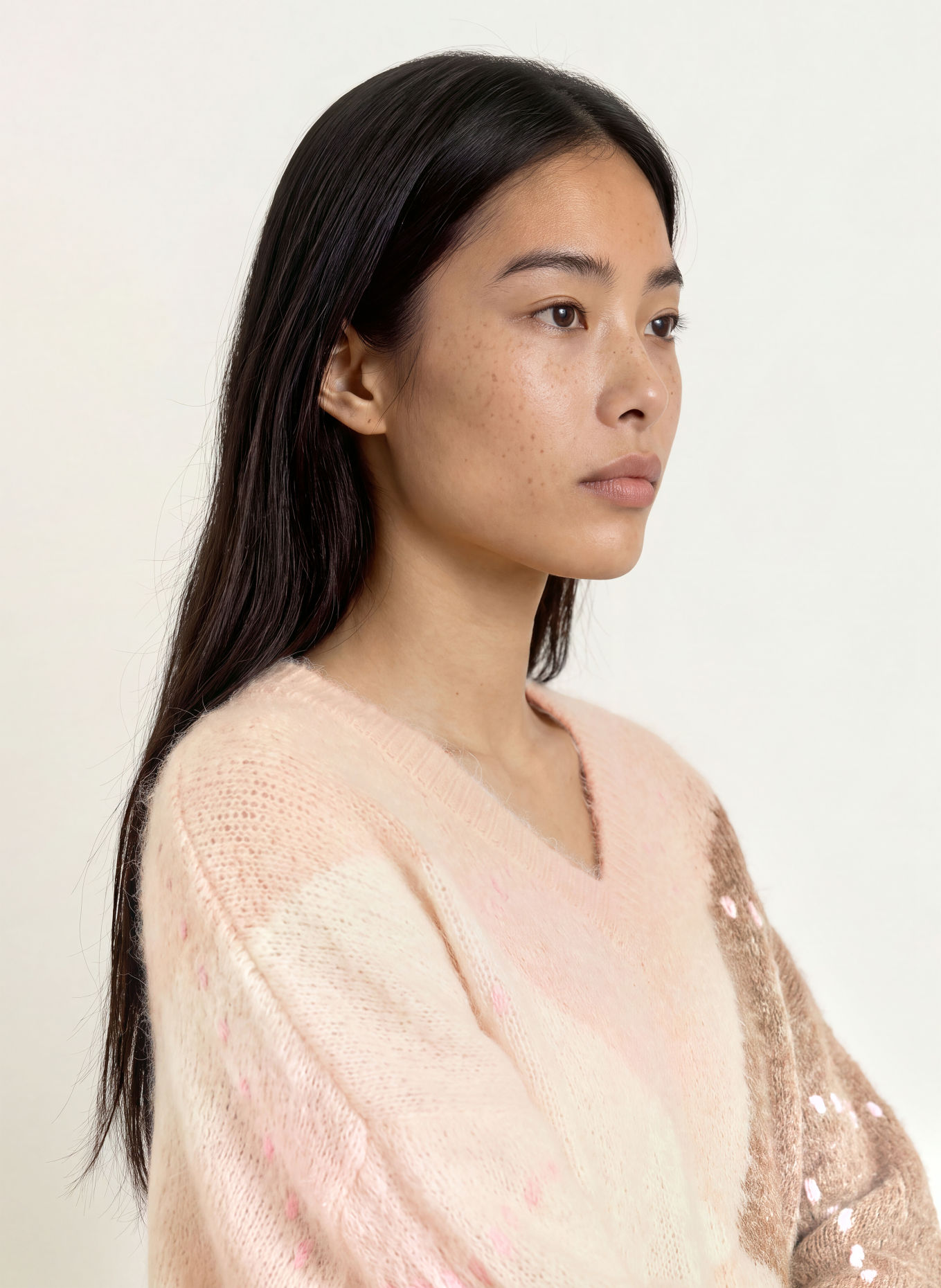 ELIAS RUMELIS Oversized trui AVERILA met alpaca: ECRU / ROSE CLAIR / TAUPE