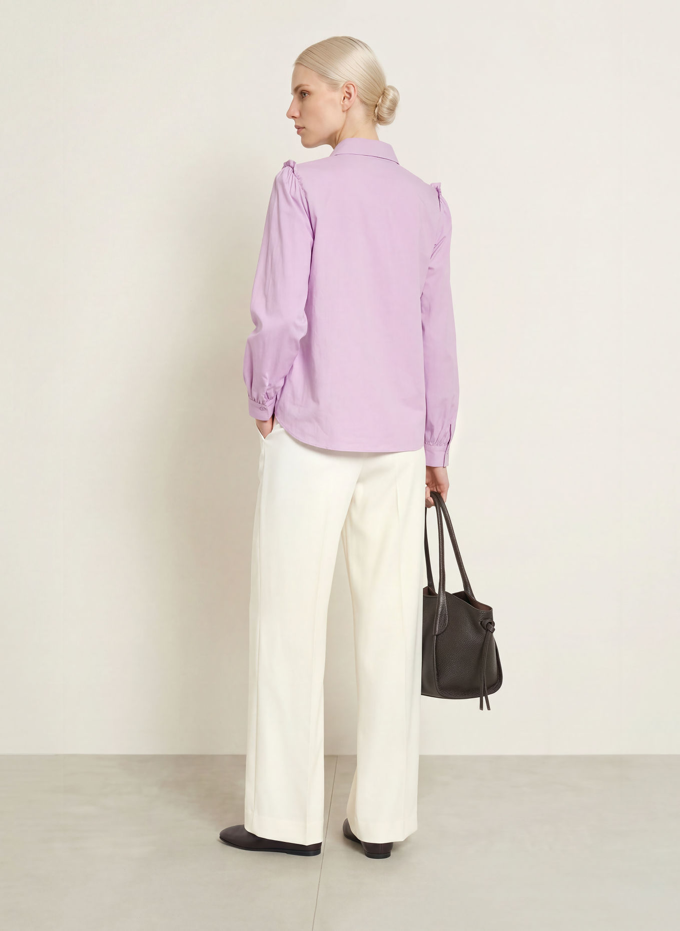 MORE & MORE Ruffled shirt blouse: LIGHT PURPLE