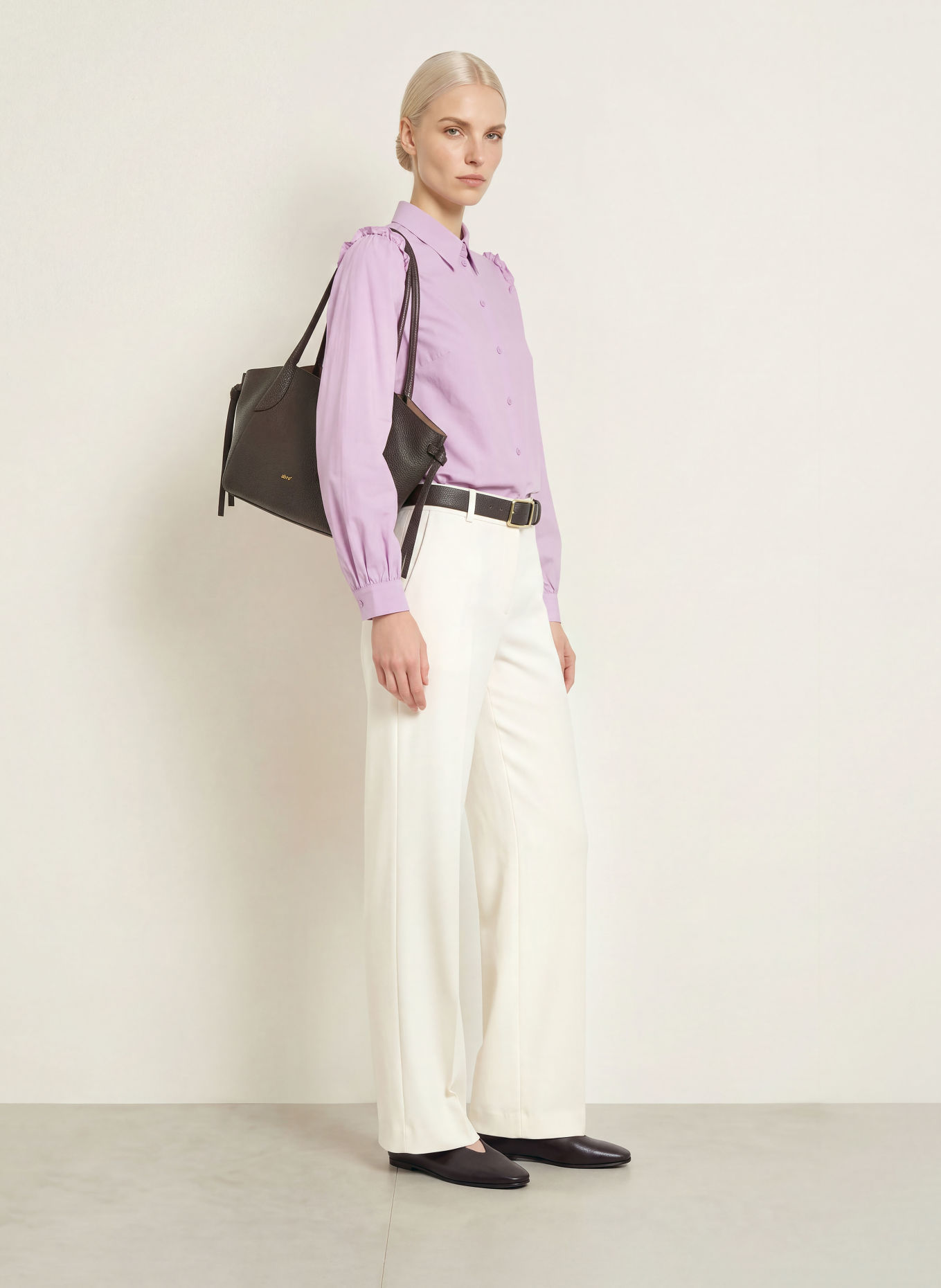 MORE & MORE Ruffled shirt blouse: LIGHT PURPLE
