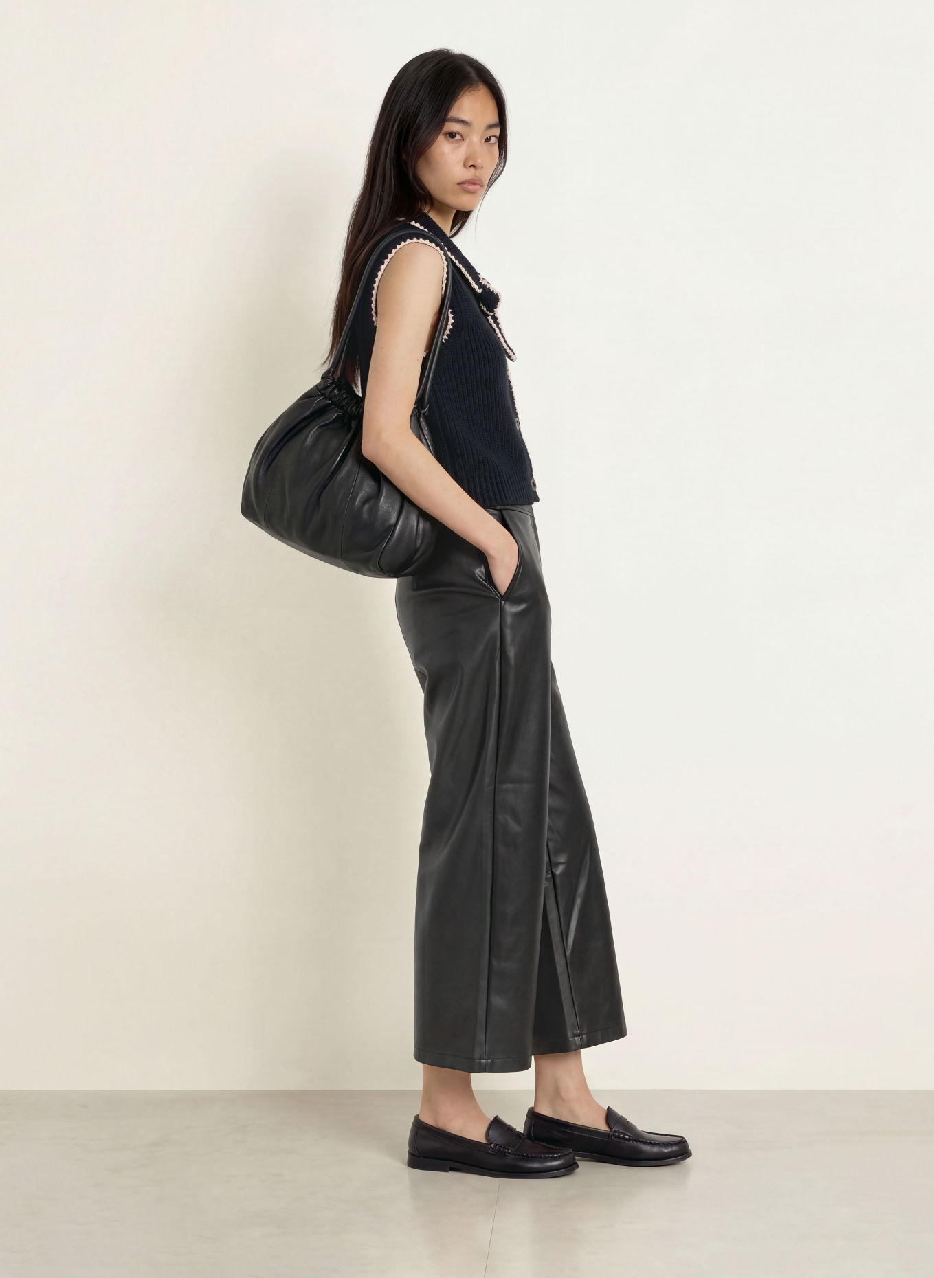 MORE & MORE Culotte i læderlook: SORT