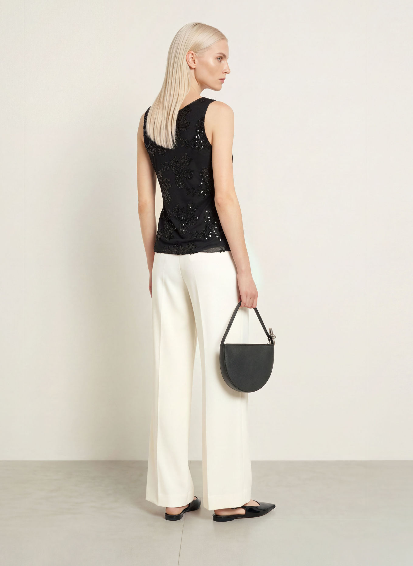 miss goodlife Mesh-top med pailletter: SORT