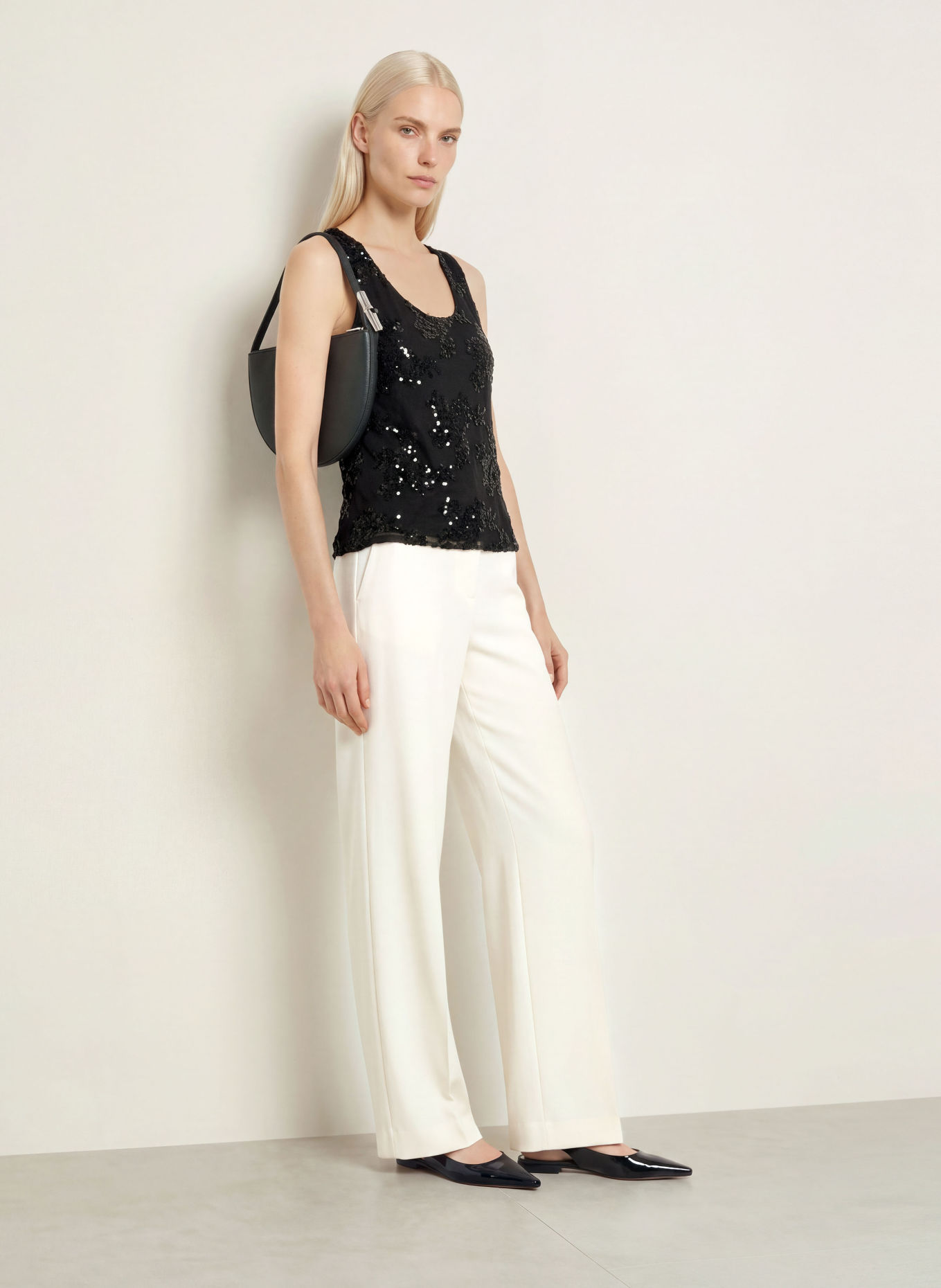 miss goodlife Mesh-top med pailletter: SORT